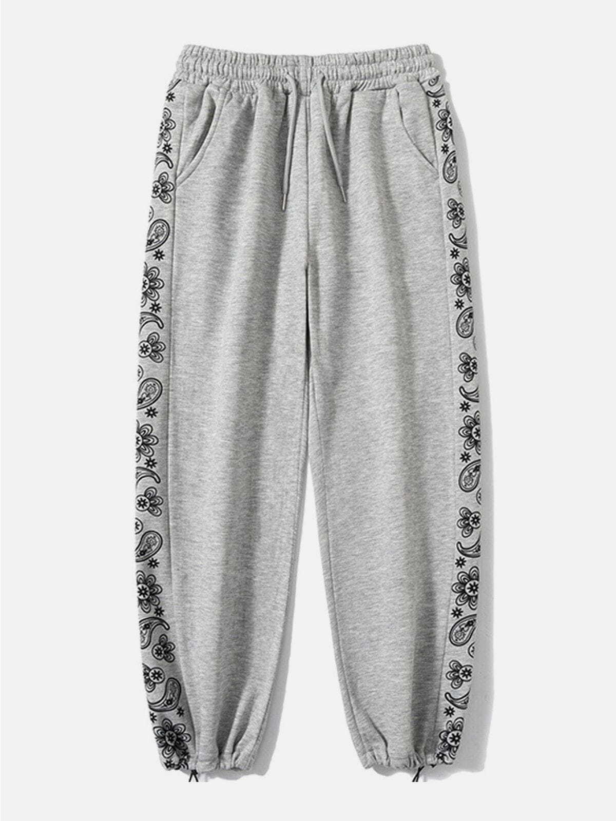 Y2K Grunge Bandana Print Sweatpants - Retro 90s Summer Outfit for Y2K Vibes