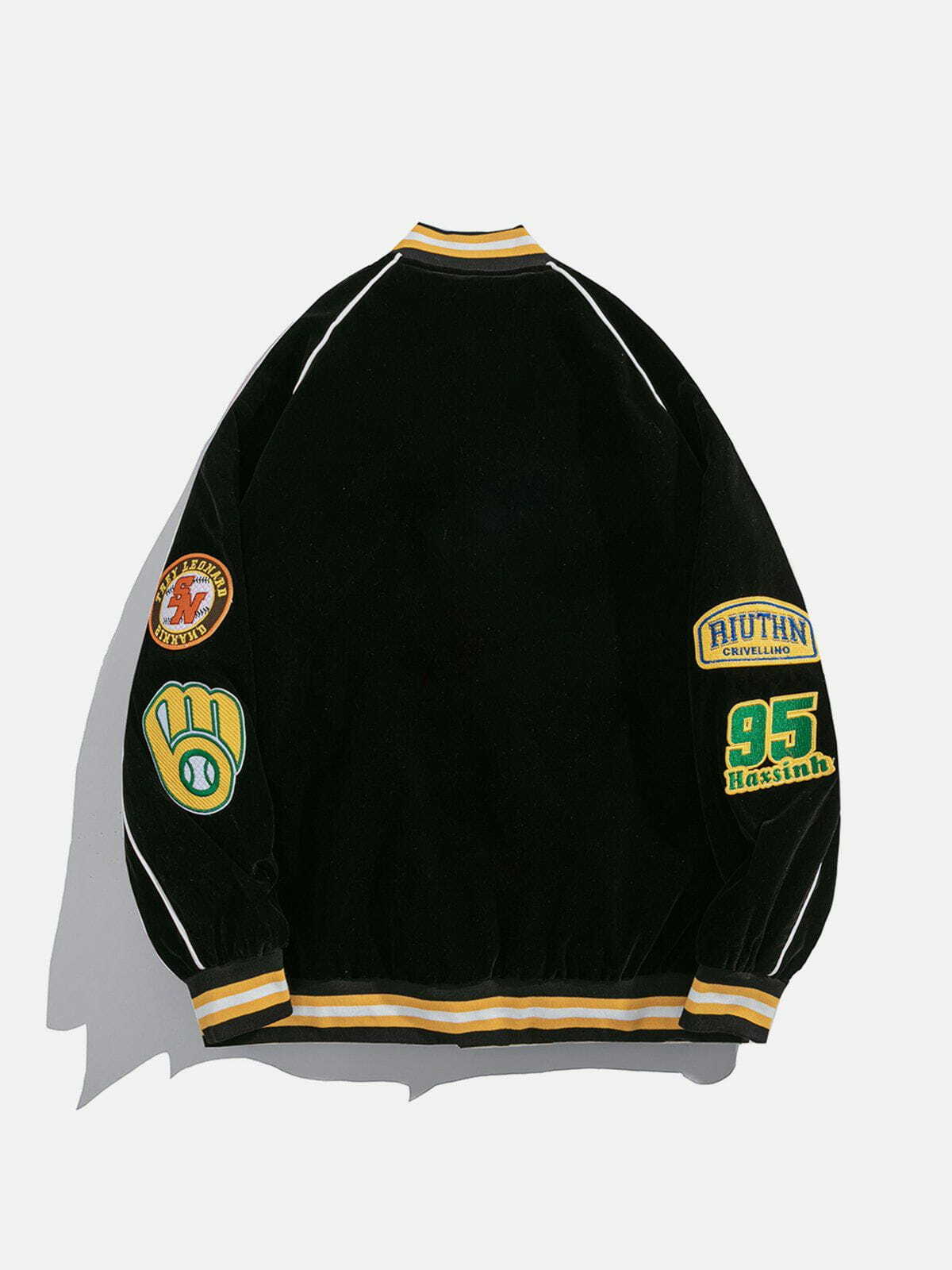 Y2K Grunge Baseball Medal Embroidery Varsity Jacket - Retro 90s Summer Outfit Essential