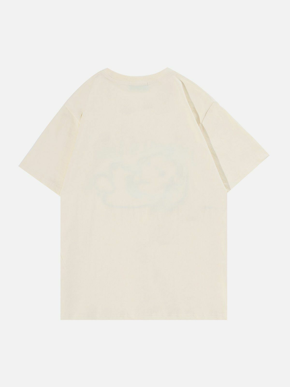 Y2K Grunge Bear Graphic Flocking Tee - Retro 90s Summer Outfit for Y2K Vibes