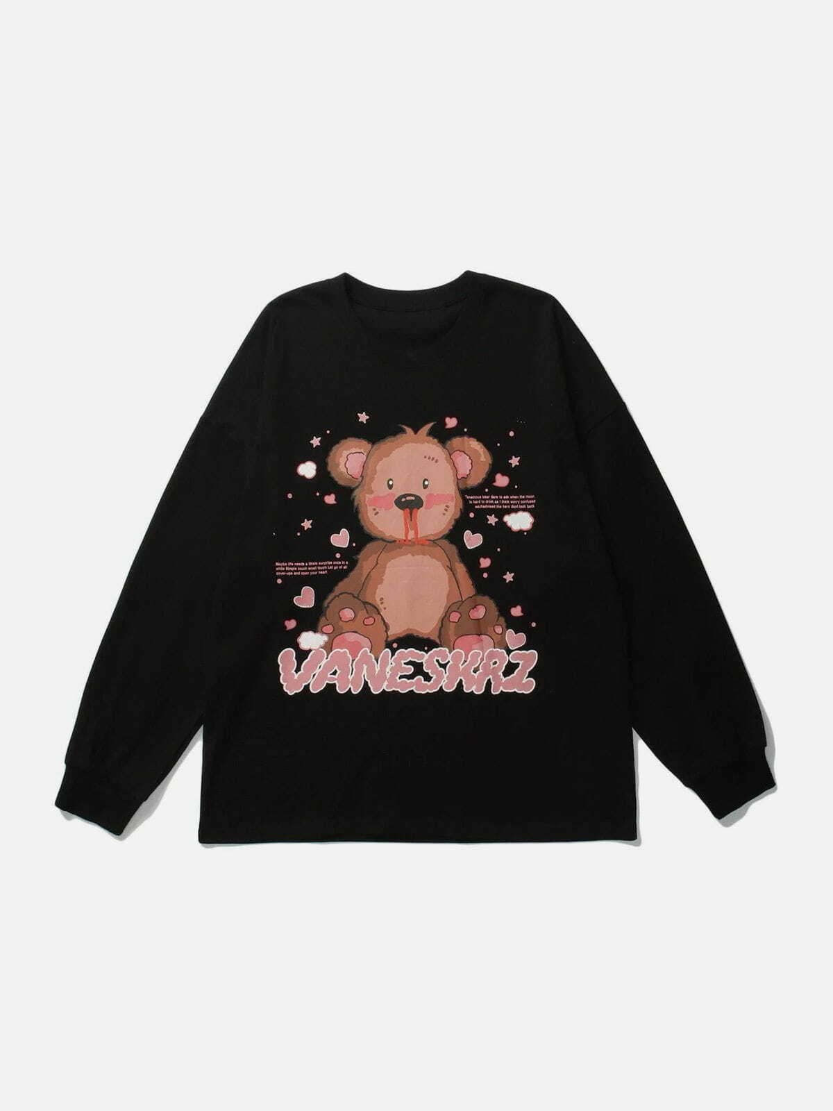 Y2K Grunge Bear Heart Letter Graphic Sweatshirt - Retro 90s Summer Outfit Essential