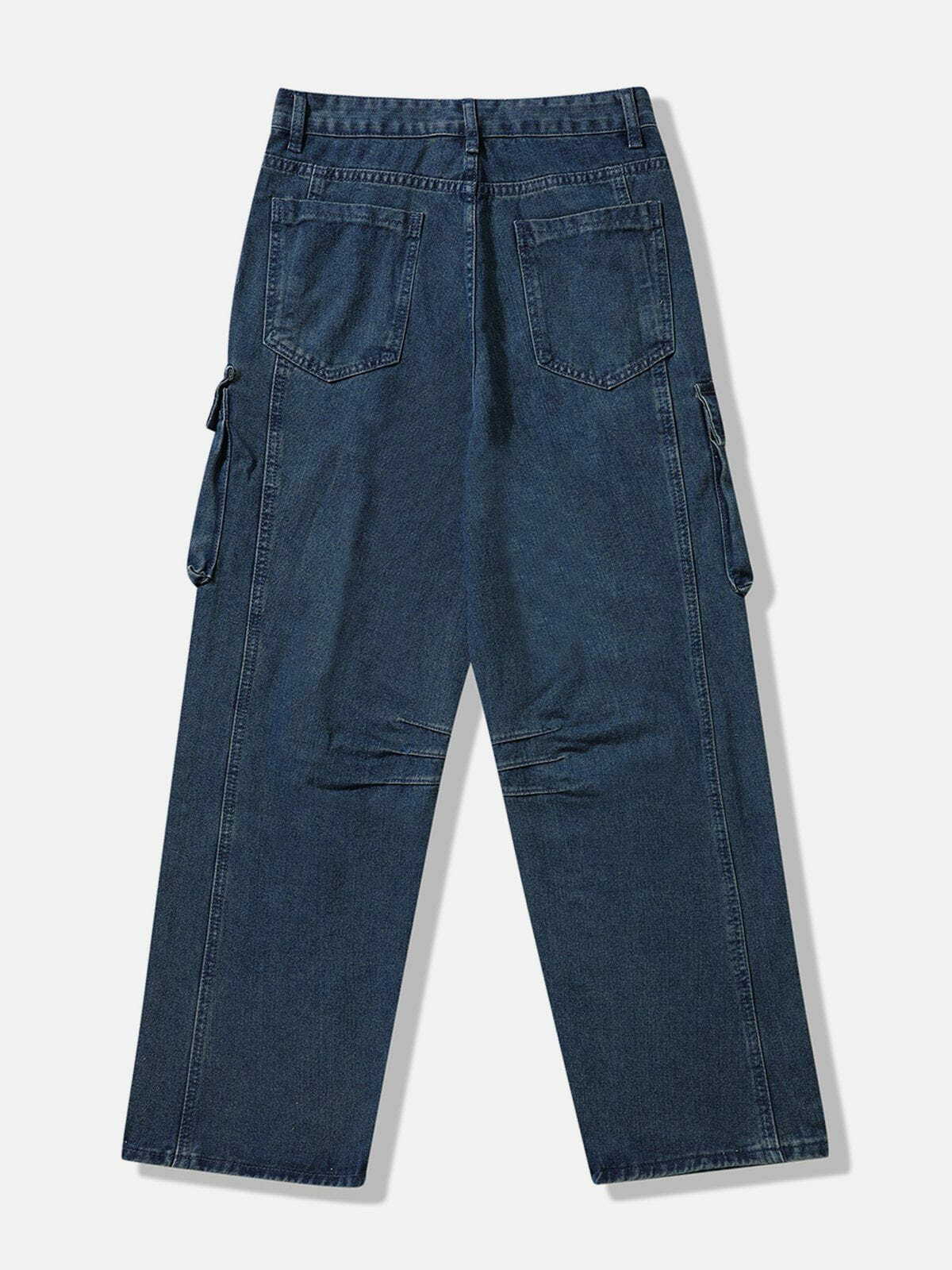 Y2K Grunge Big Pocket Ruched Jeans - Retro 90s Summer Outfit for Y2K Fashion Lovers