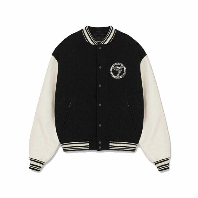 Y2K Grunge Black Baseball Jacket - Retro 90s Fashion for Summer Parties & Outfits