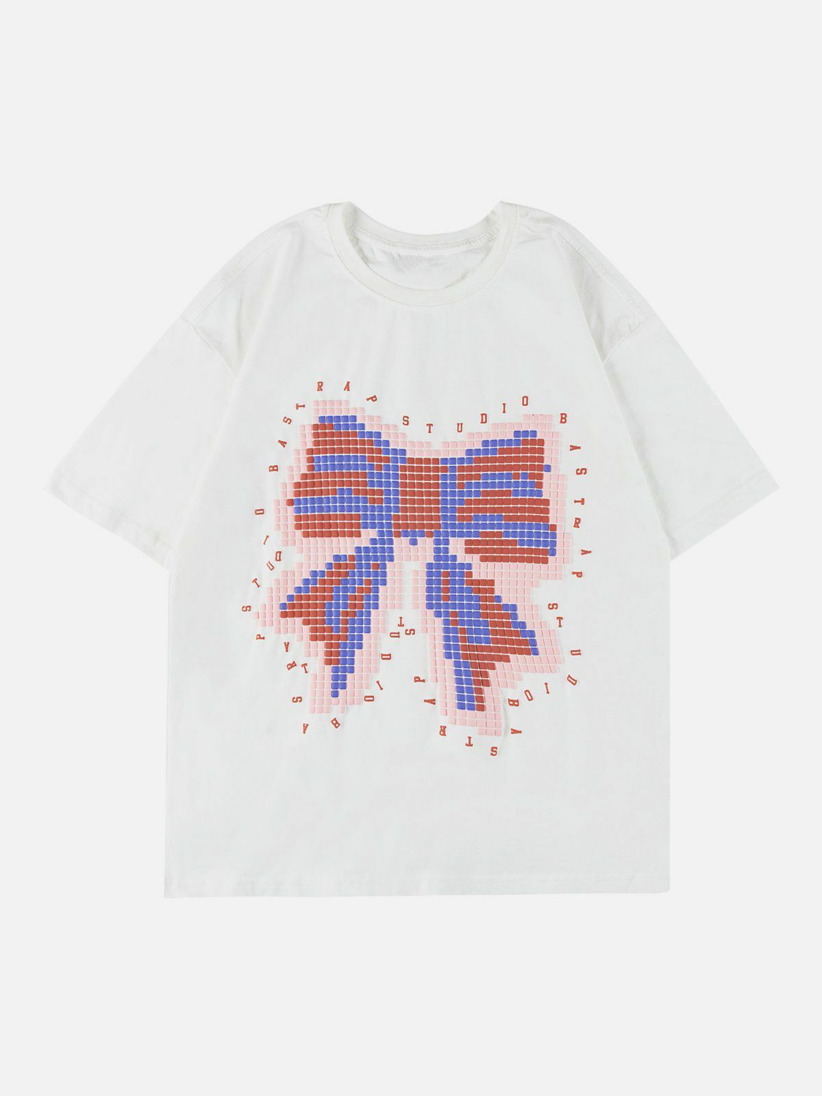 Y2K Grunge Bow Tie Foam Print Tee - Retro 90s Summer Outfit for Y2K Party Vibes