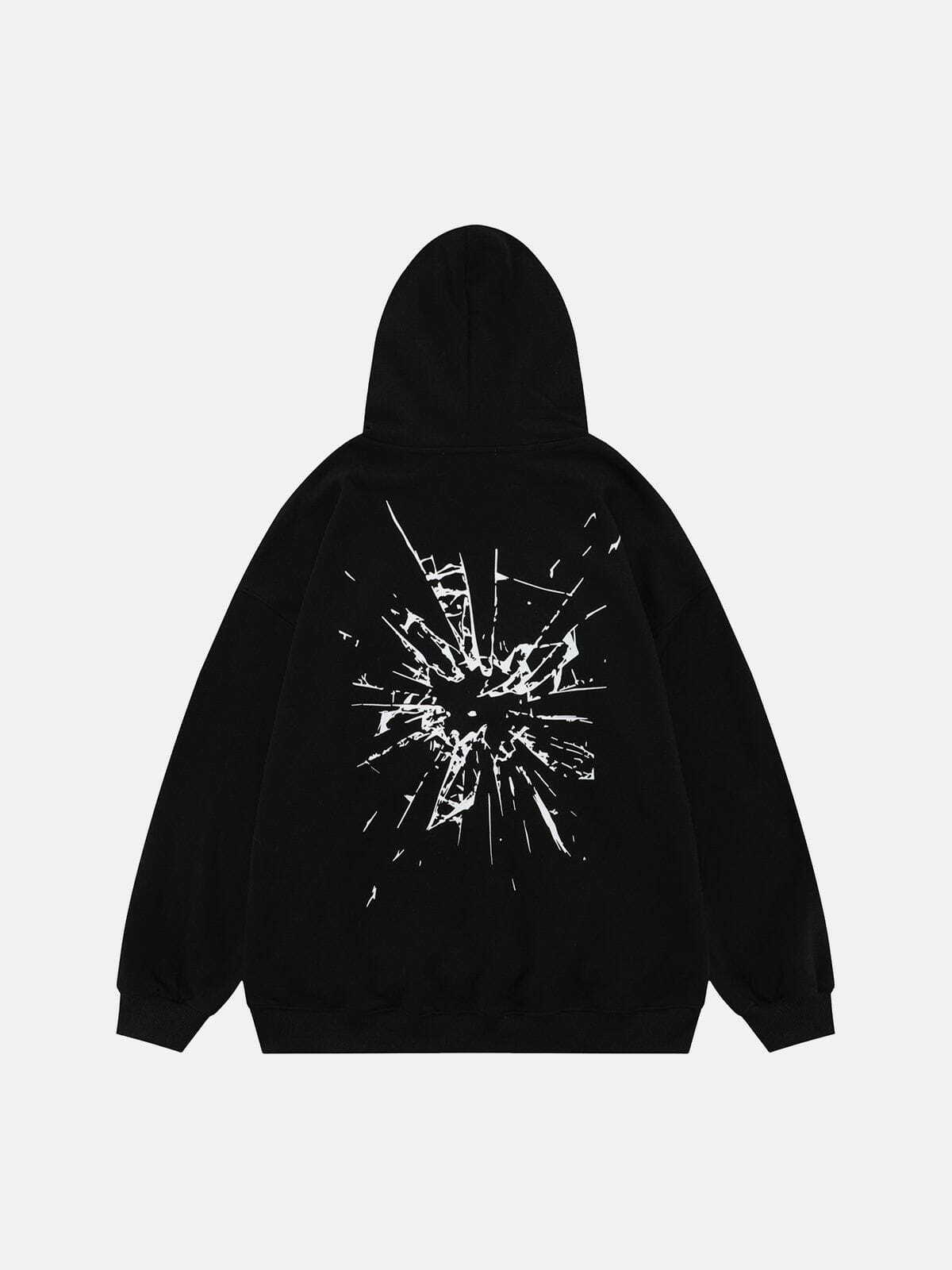 Y2K Grunge Broken Glass Graphic Hoodie - Retro 90s Summer Outfit for Party & Club