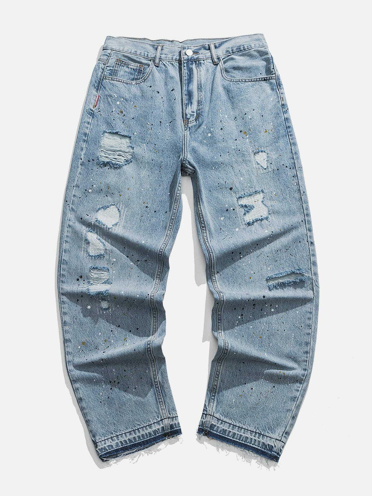 Y2K Grunge Broken Holes Jeans - Retro 90s Summer Outfit for Y2K Party & Club Vibes