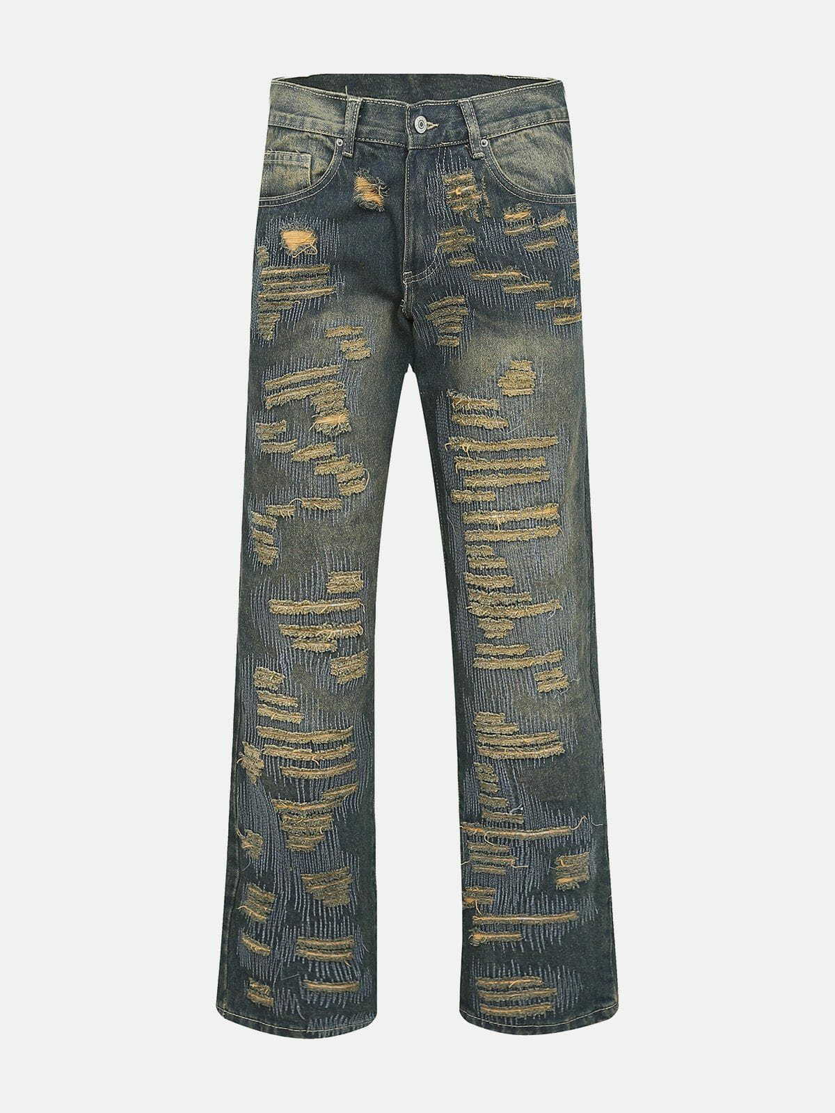 Y2K Grunge Broken Holes Jeans - Retro 90s Summer Outfit for Y2K Party & Club Vibes