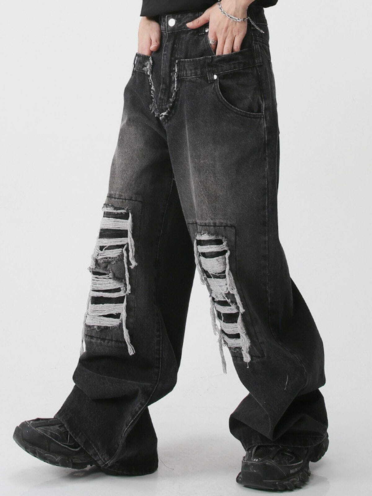 Y2K Grunge Broken Holes Jeans - Retro 90s Summer Outfit for Y2K Party & Club Vibes