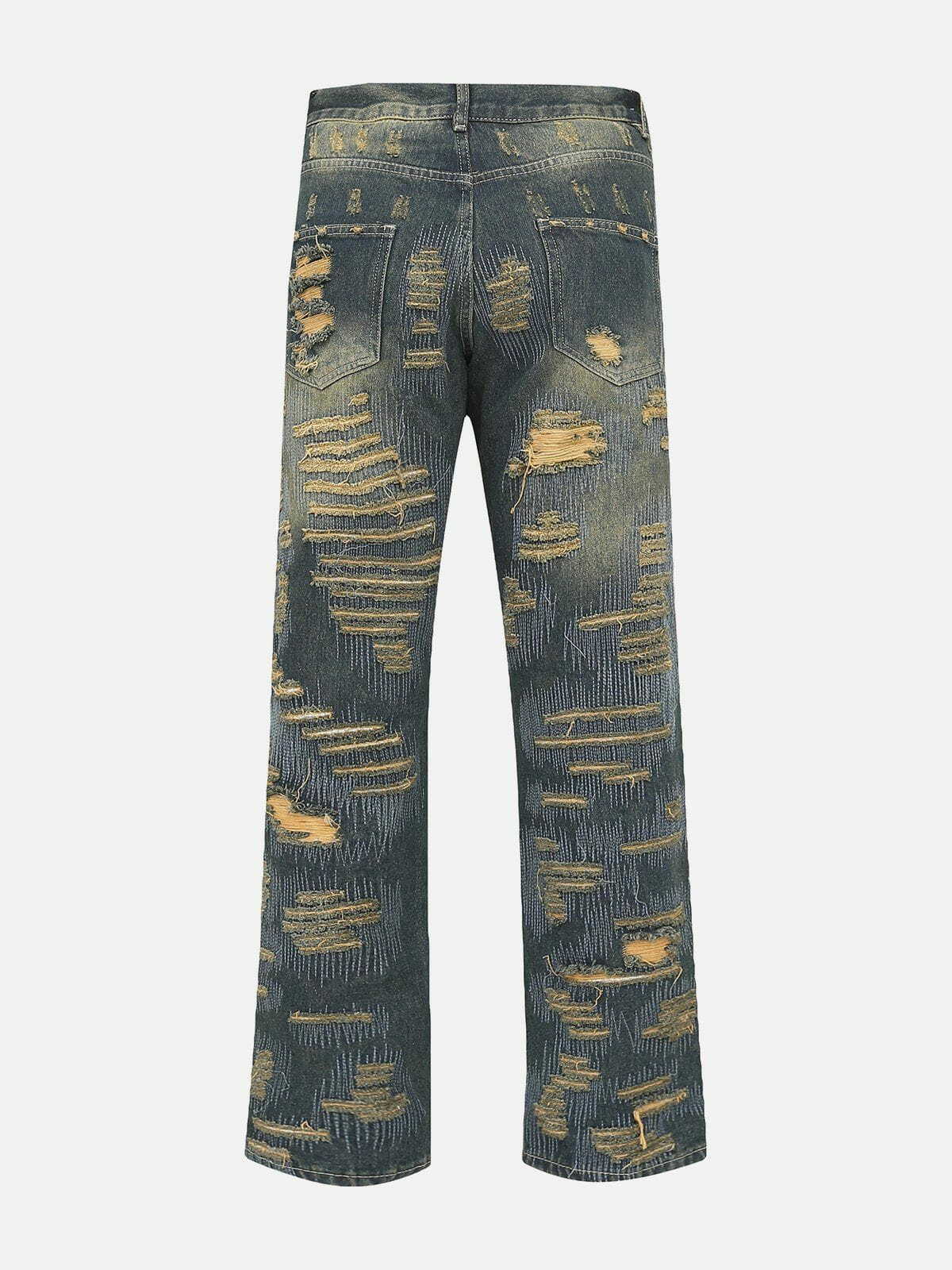 Y2K Grunge Broken Holes Jeans - Retro 90s Summer Outfit for Y2K Party & Club Vibes