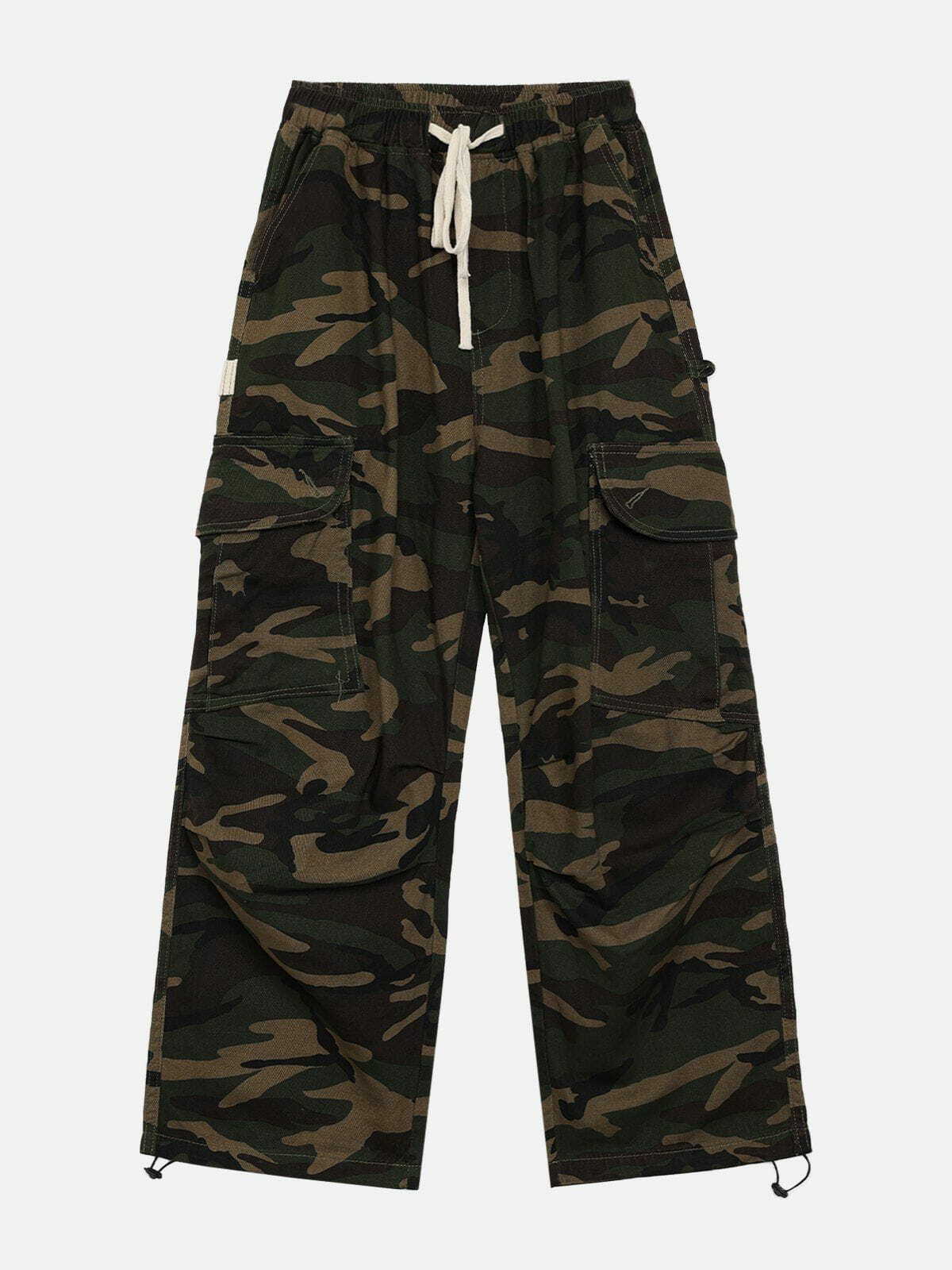 Y2K Grunge Camouflage Bind Feet Pants - Retro 90s Hip Hop Summer Outfit for Women