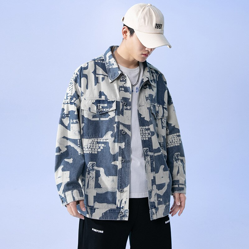 Y2K Grunge Camouflage Denim Jacket - Retro 90s Summer Outfit for Y2K Party & Club Looks