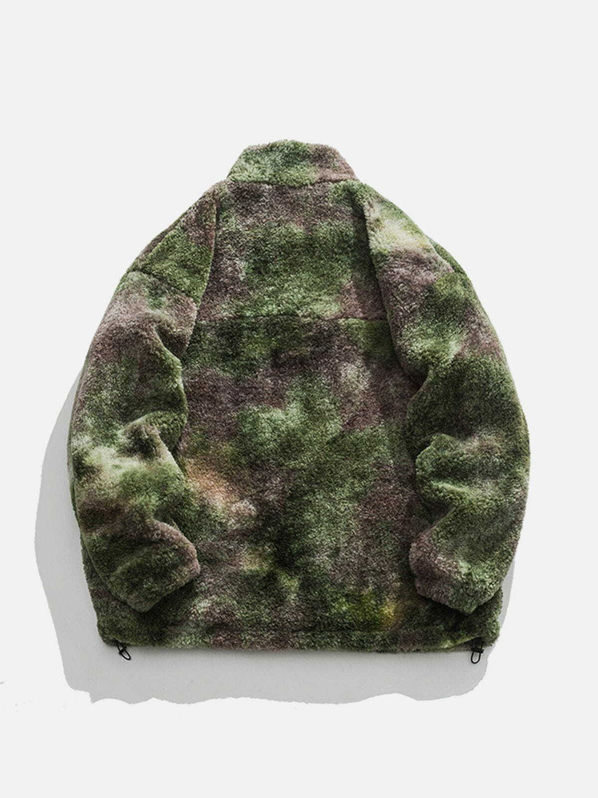 Y2K Grunge Camouflage Sherpa Pullover Coat - Retro 90s Fashion for Summer Outfits