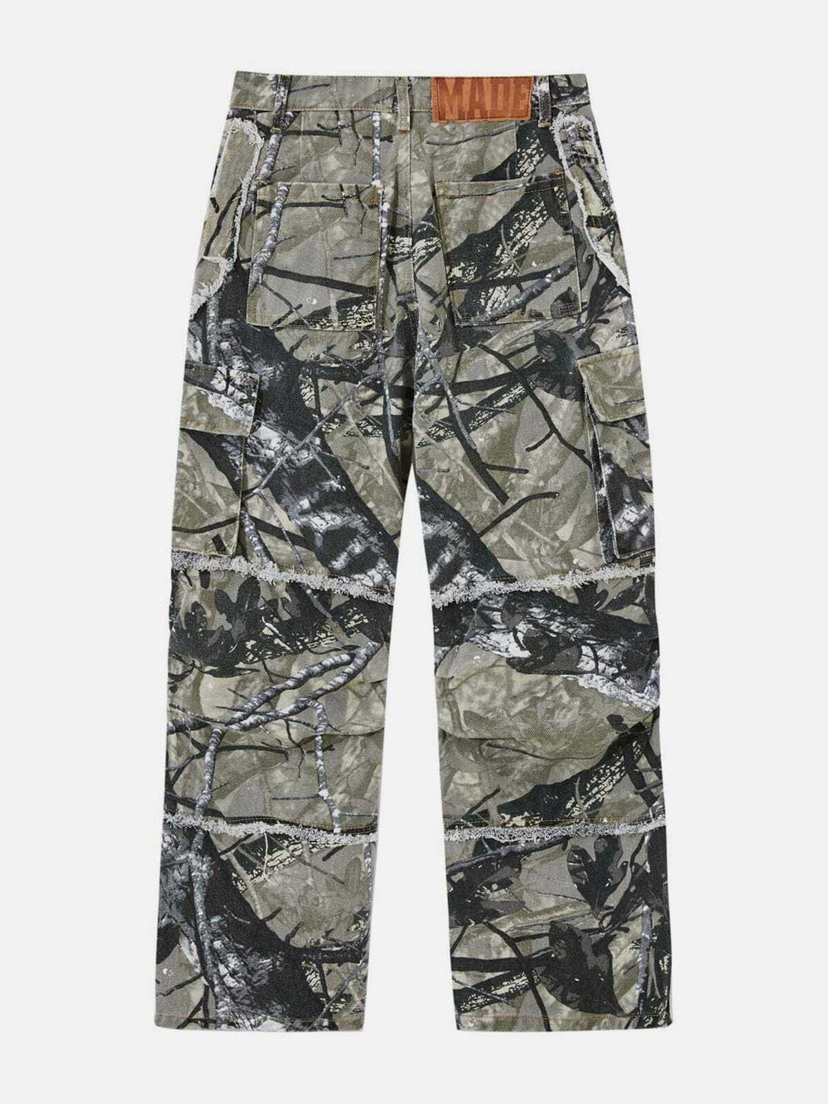 Y2K Grunge Camouflage Tree Branch Pants - Retro 90s Summer Outfit for Y2K Vibes