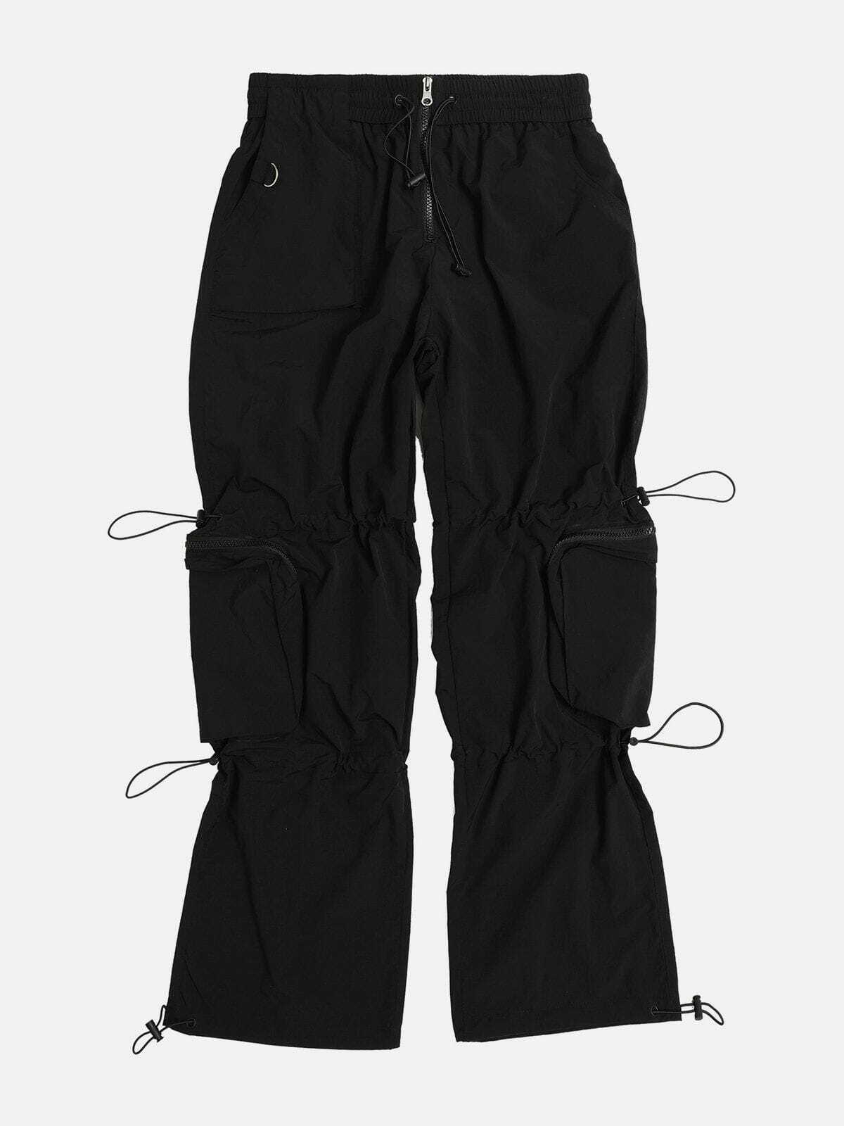 Y2K Grunge Cargo Pants with Drawstring & Multiple Pockets - Retro 90s Summer Outfit