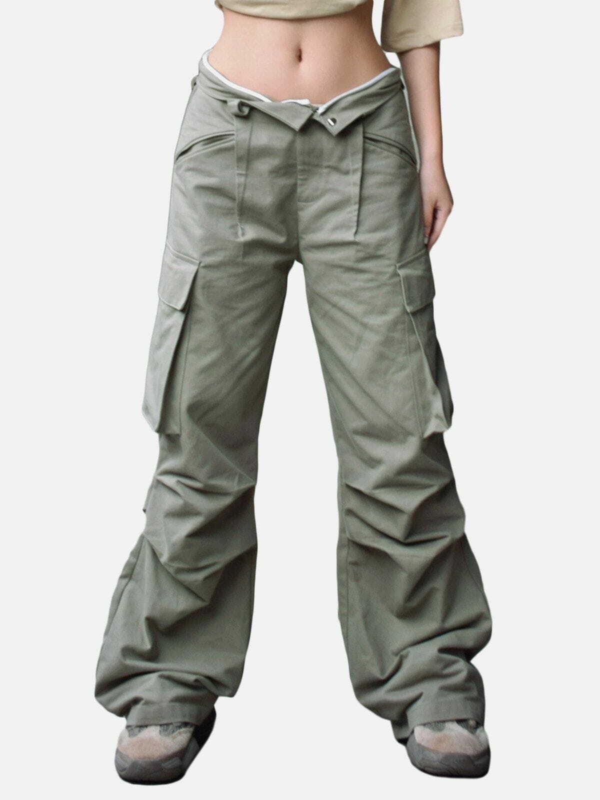 Y2K Grunge Cargo Pants with Large Pockets - Retro 90s Summer Outfit for Women