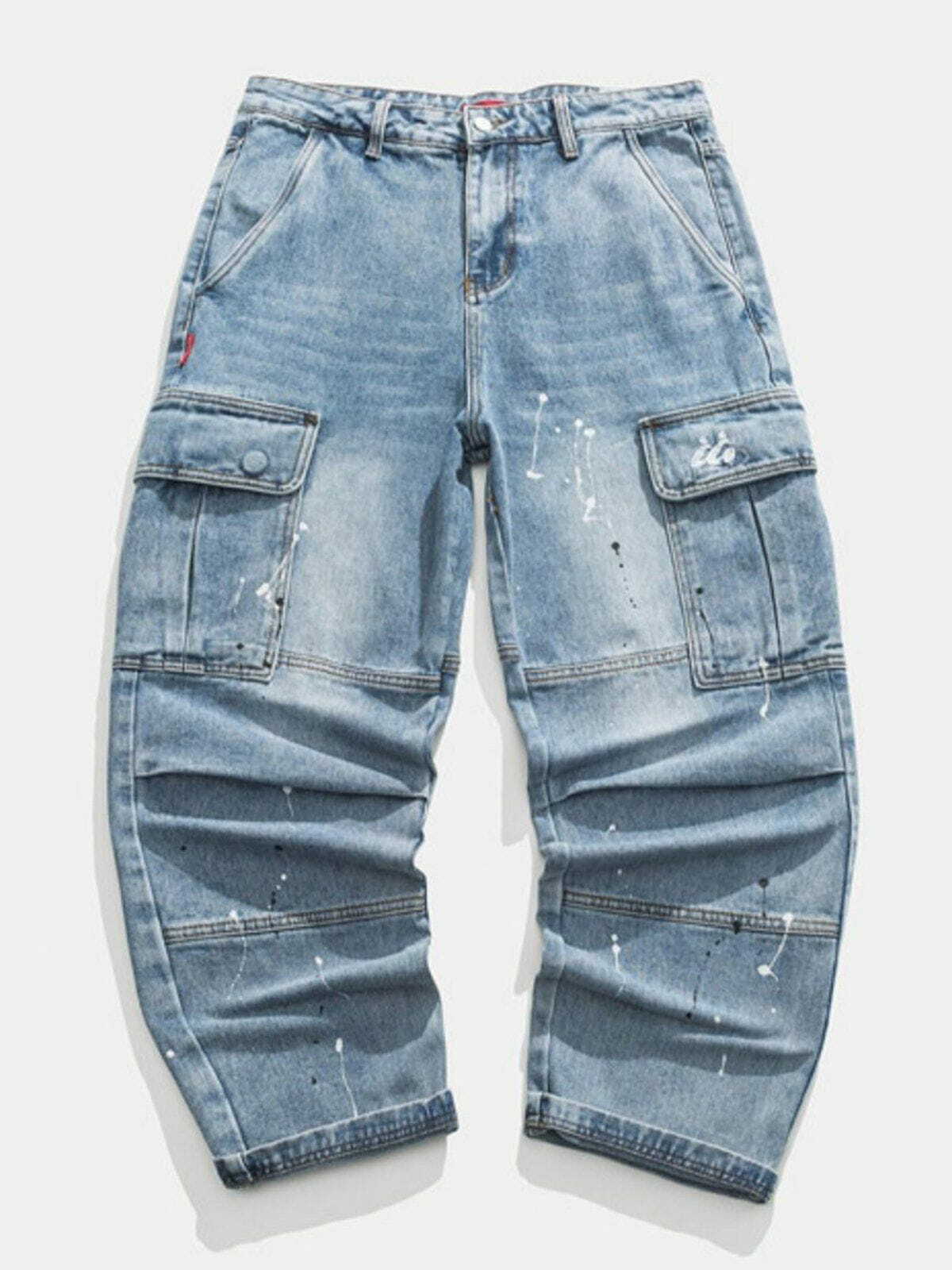 Y2K Grunge Cargo Pocket Jeans - Retro 90s Summer Outfit for Y2K Party & Club Looks