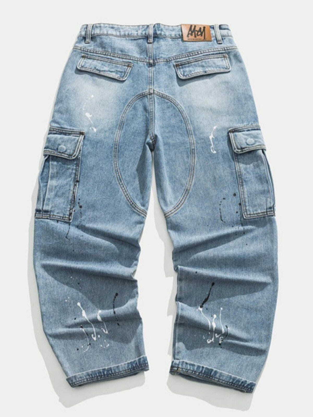 Y2K Grunge Cargo Pocket Jeans - Retro 90s Summer Outfit for Y2K Party & Club Looks