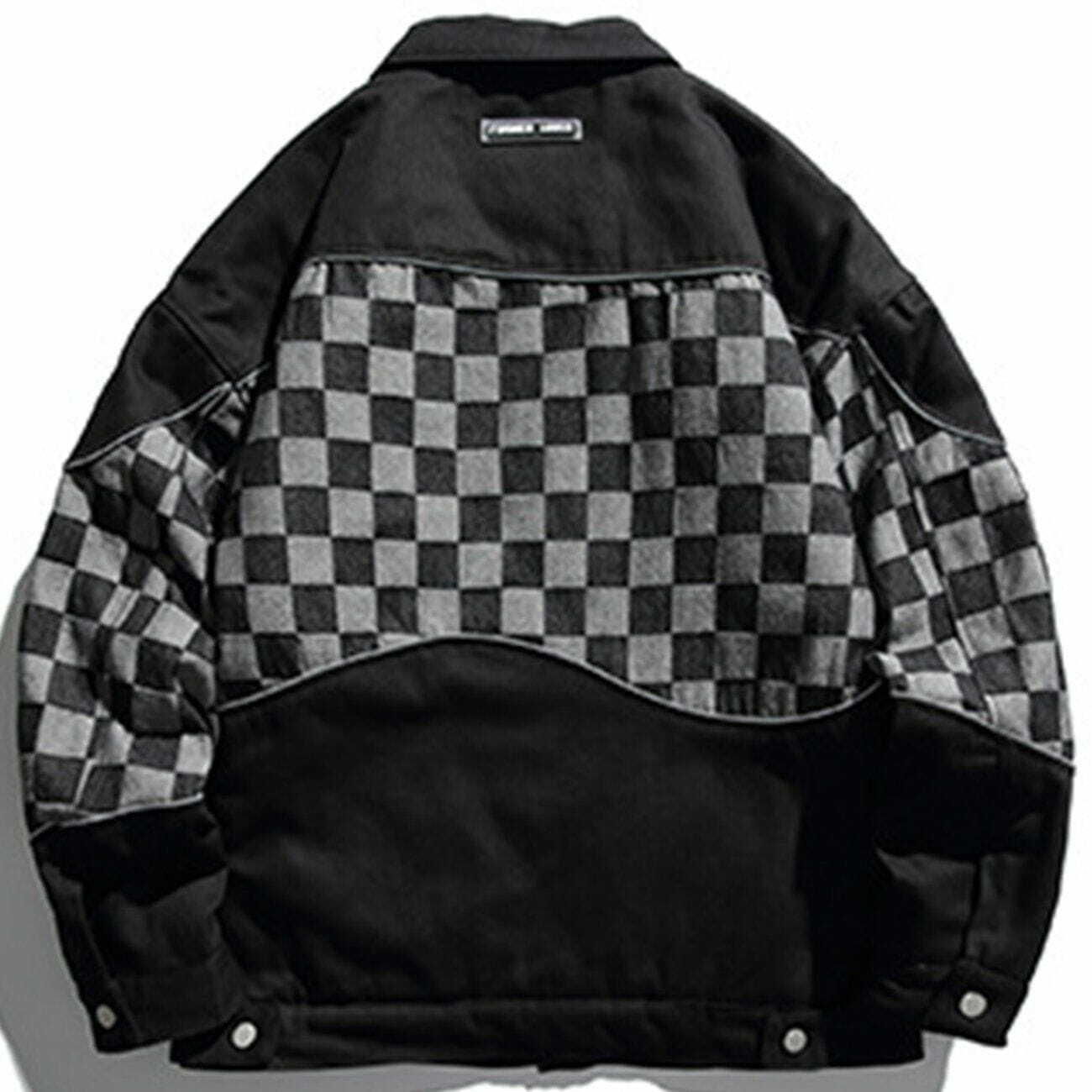 Y2K Grunge Checkerboard Denim Coat - Retro 90s Fashion for Summer & Party Outfits