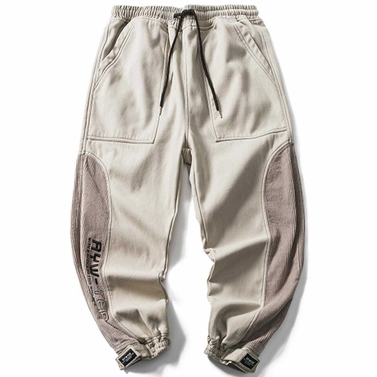 Y2K Grunge Corduroy Patch Sweatpants - Retro 90s Summer Outfit for Y2K Style Lovers