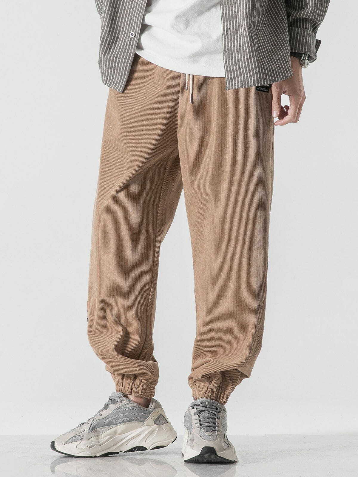 Y2K Grunge Corduroy Sweatpants - Retro 90s Summer Outfit for Y2K Fashion Lovers