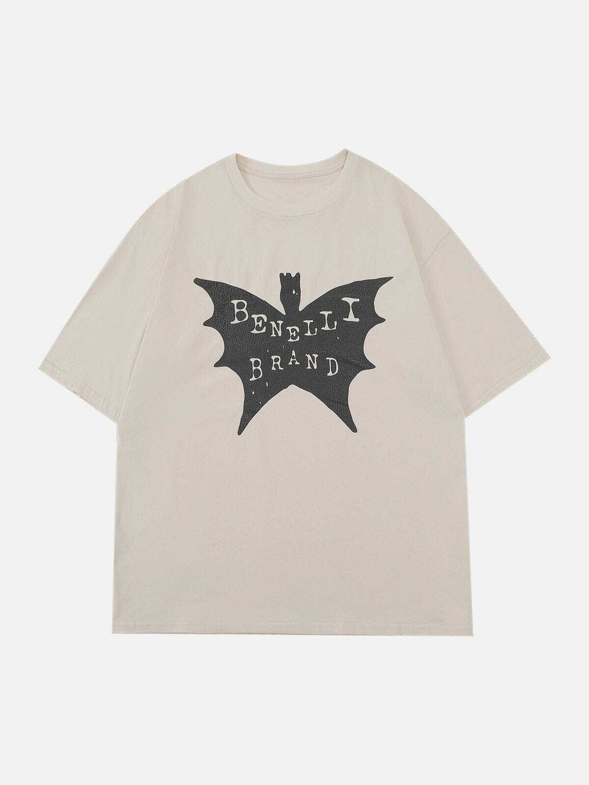 Y2K Grunge Crack Print Bat Tee - Retro 90s Summer Outfit for Y2K Party & Club Vibes