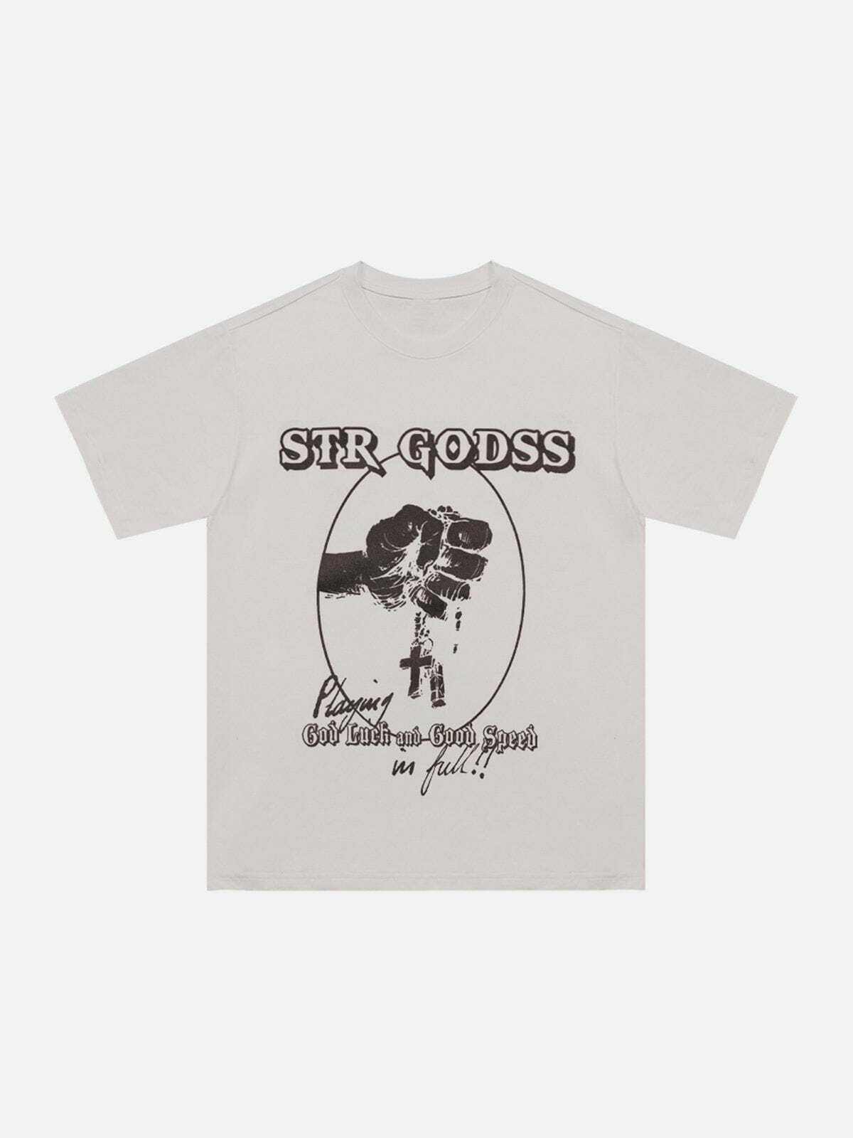 Y2K Grunge Cross Shadow Tee - Retro 90s Summer Outfit, Perfect for Parties & Festivals