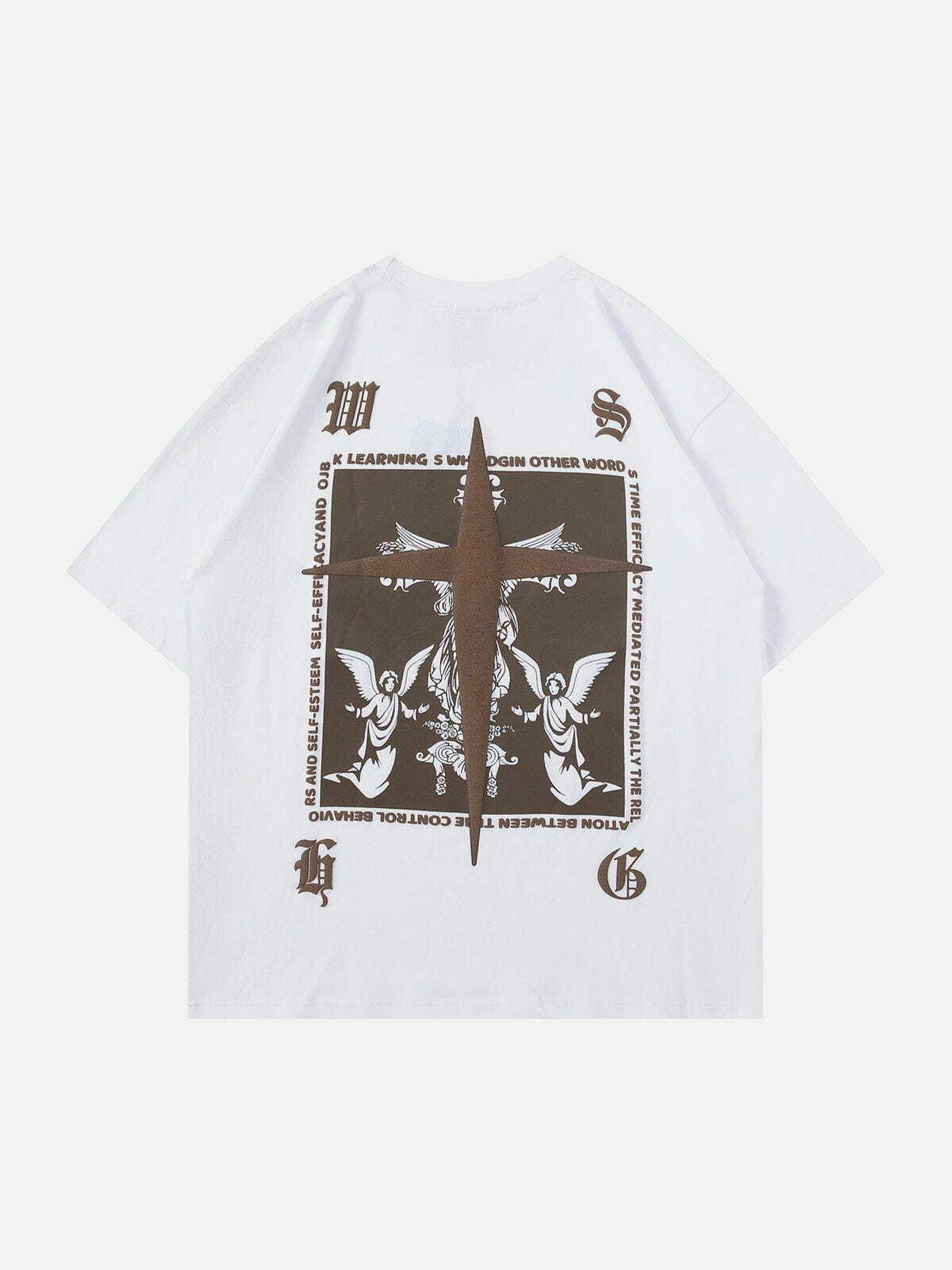 Y2K Grunge Crucifix Angel Graphic Tee - Retro 90s Summer Outfit for Y2K Party Vibes