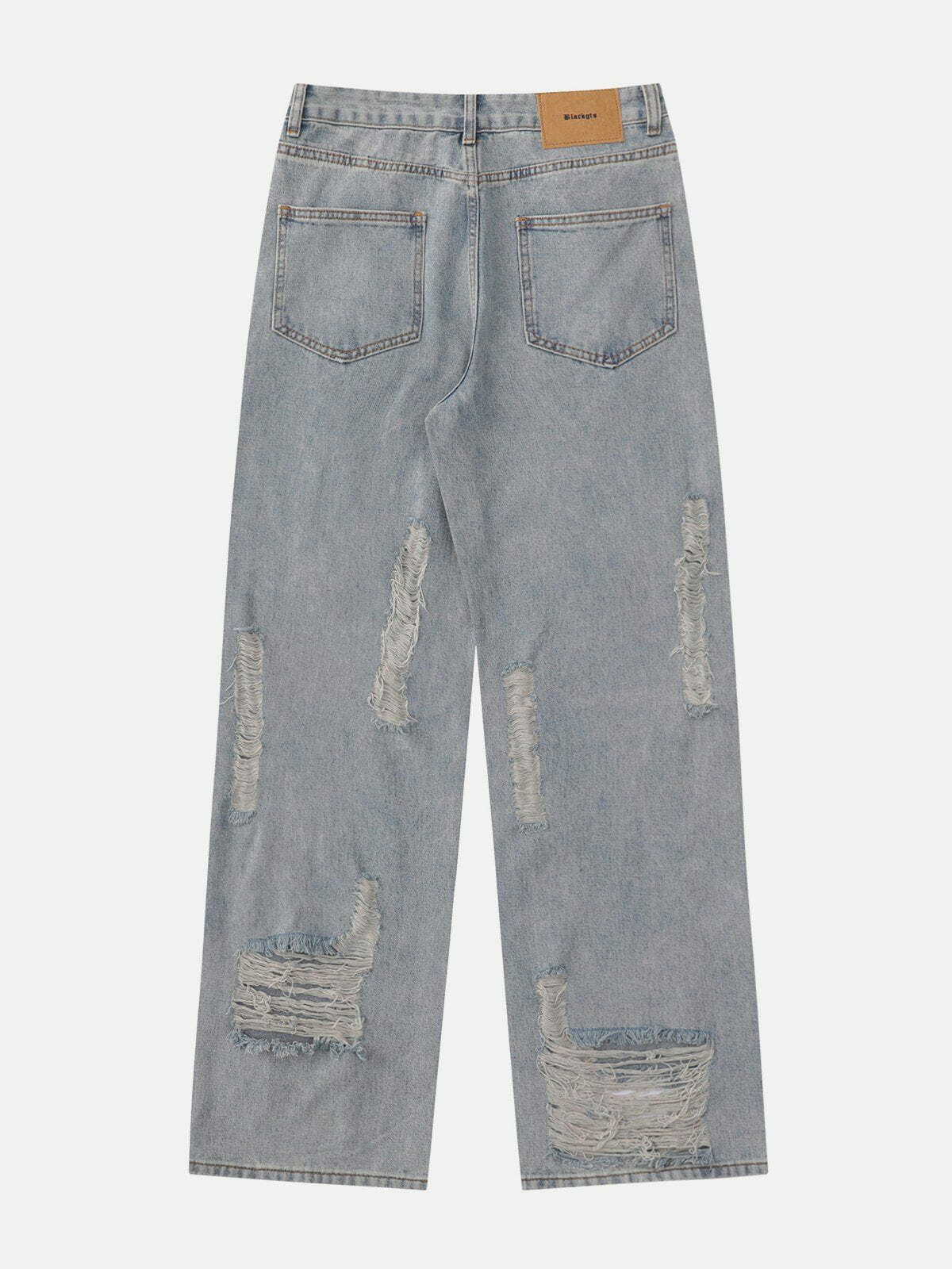 Y2K Grunge Cut Hole Jeans - Retro 90s Summer Outfit, Perfect for Y2K Party & Club Looks