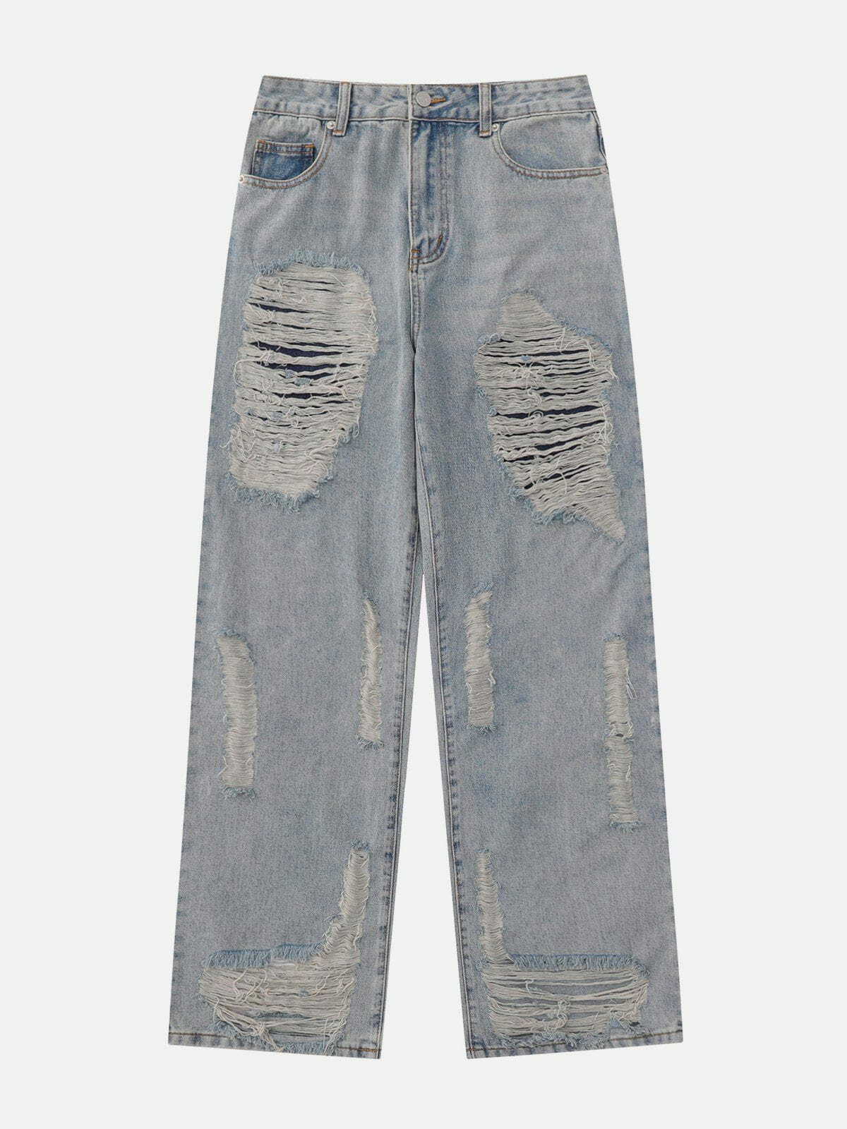 Y2K Grunge Cut Hole Jeans - Retro 90s Summer Outfit, Perfect for Y2K Party & Club Looks