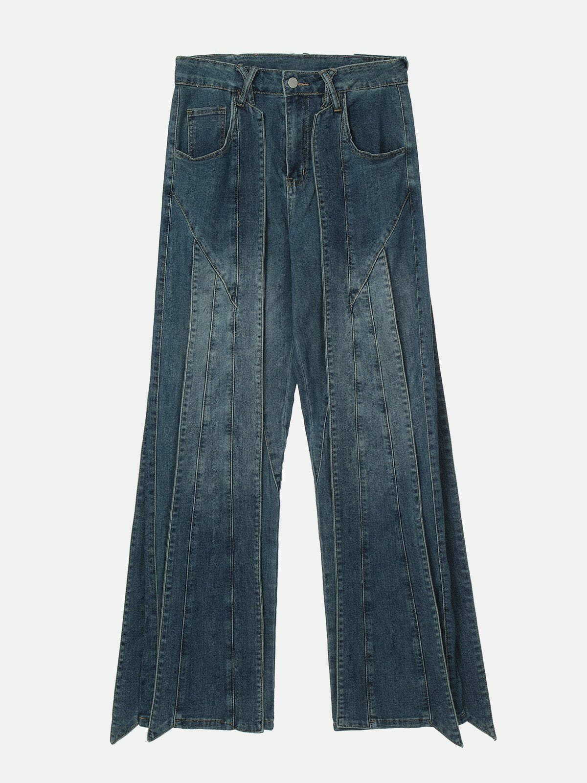 Y2K Grunge Deconstruction Split Jeans - Retro 90s Fashion for Summer Outfits & Parties