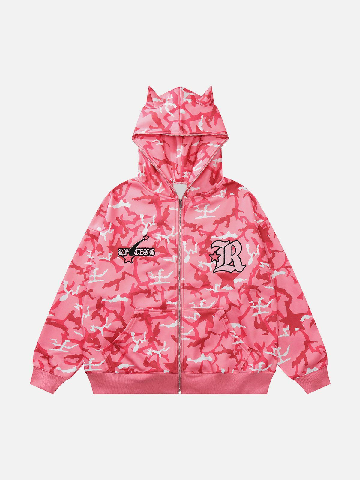 Y2K Grunge Demon Camo Print Hoodie - Retro 90s Summer Outfit for Y2K Vibes