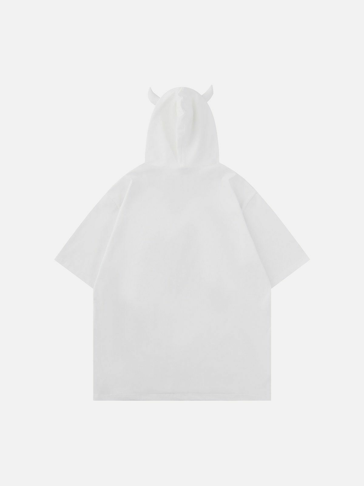 Y2K Grunge Demon Horn Hooded Tee - Retro 90s Summer Outfit for Y2K Party Vibes