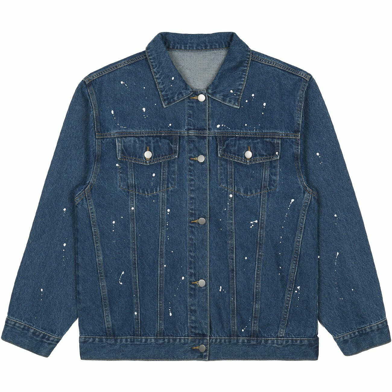 Y2K Grunge Denim Jacket with Splash Ink Broken Letters - Retro 90s Summer Outfit Essential