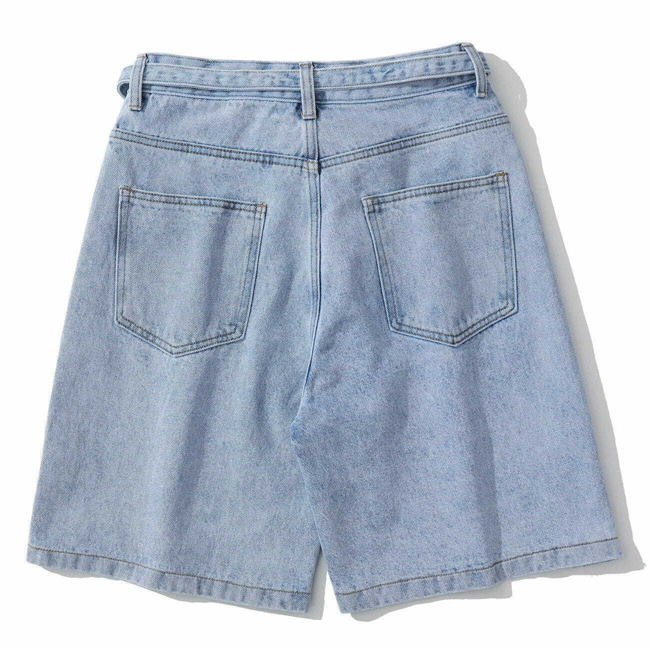 Y2K Grunge Denim Shorts with Side Button Straps - Retro 90s Summer Outfit for Women