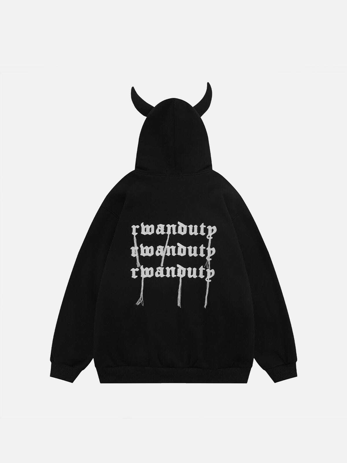 Y2K Grunge Devil Head Hoodie - Retro 90s Fashion for Summer Parties & Club Outfits