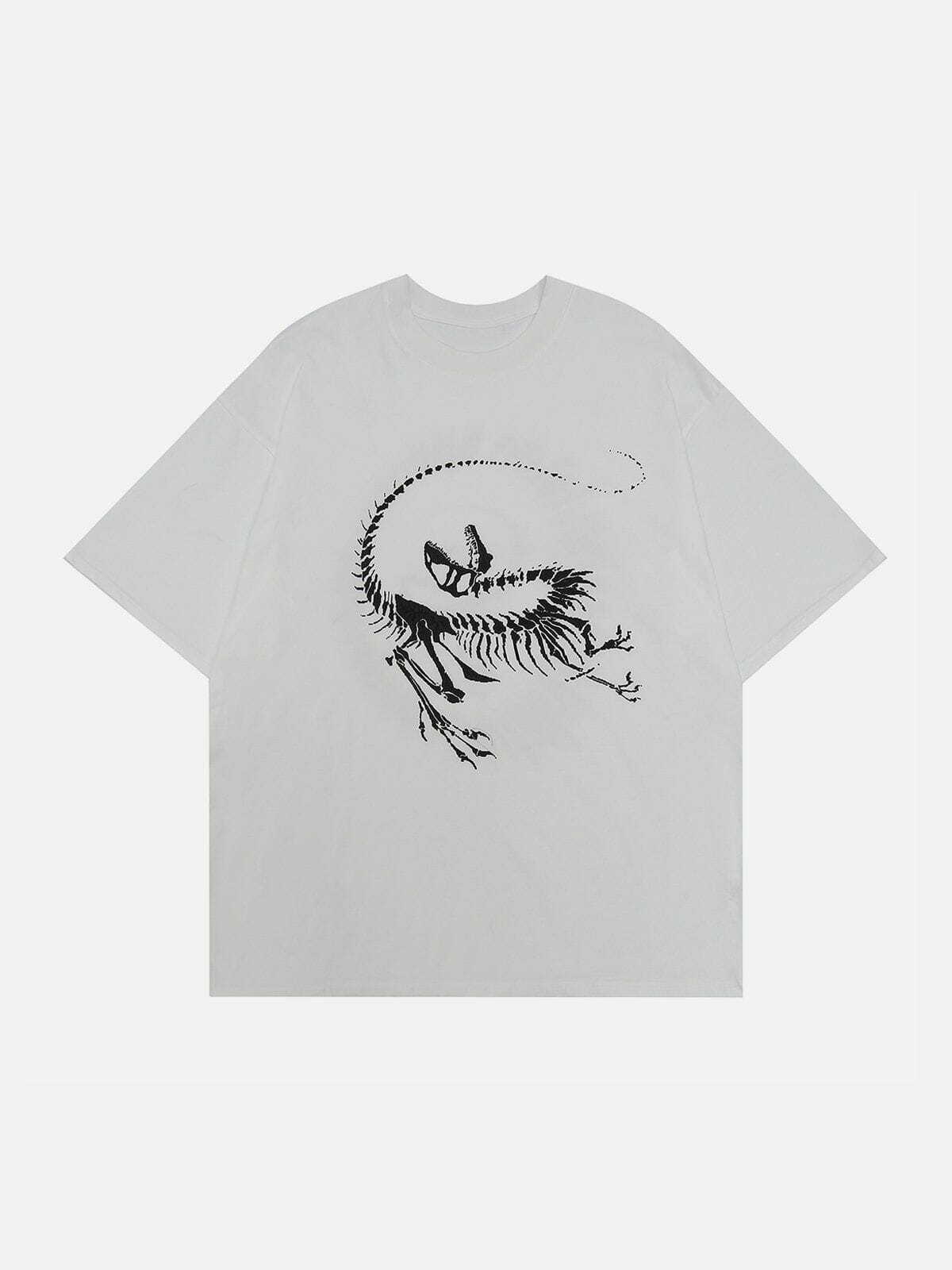 Y2K Grunge Dinosaur Fossil Tee - Retro 90s Summer Outfit, Perfect for Y2K Parties & Beach