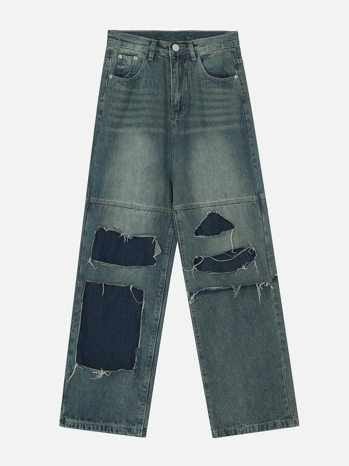 Y2K Grunge Distressed Fringe Jeans - Retro 90s Summer Outfit for Y2K Vibes