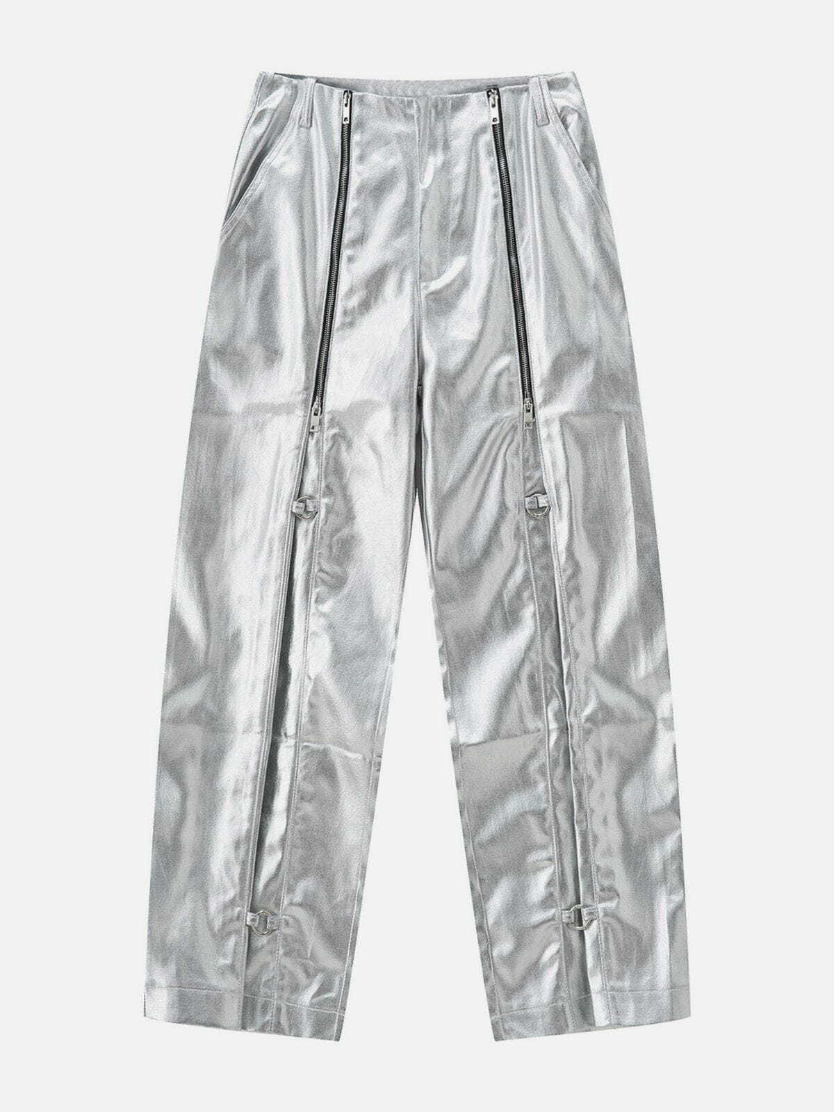 Y2K Grunge Double Zip Up Pants - Retro 90s Summer Outfit for Y2K Party & Club Vibes