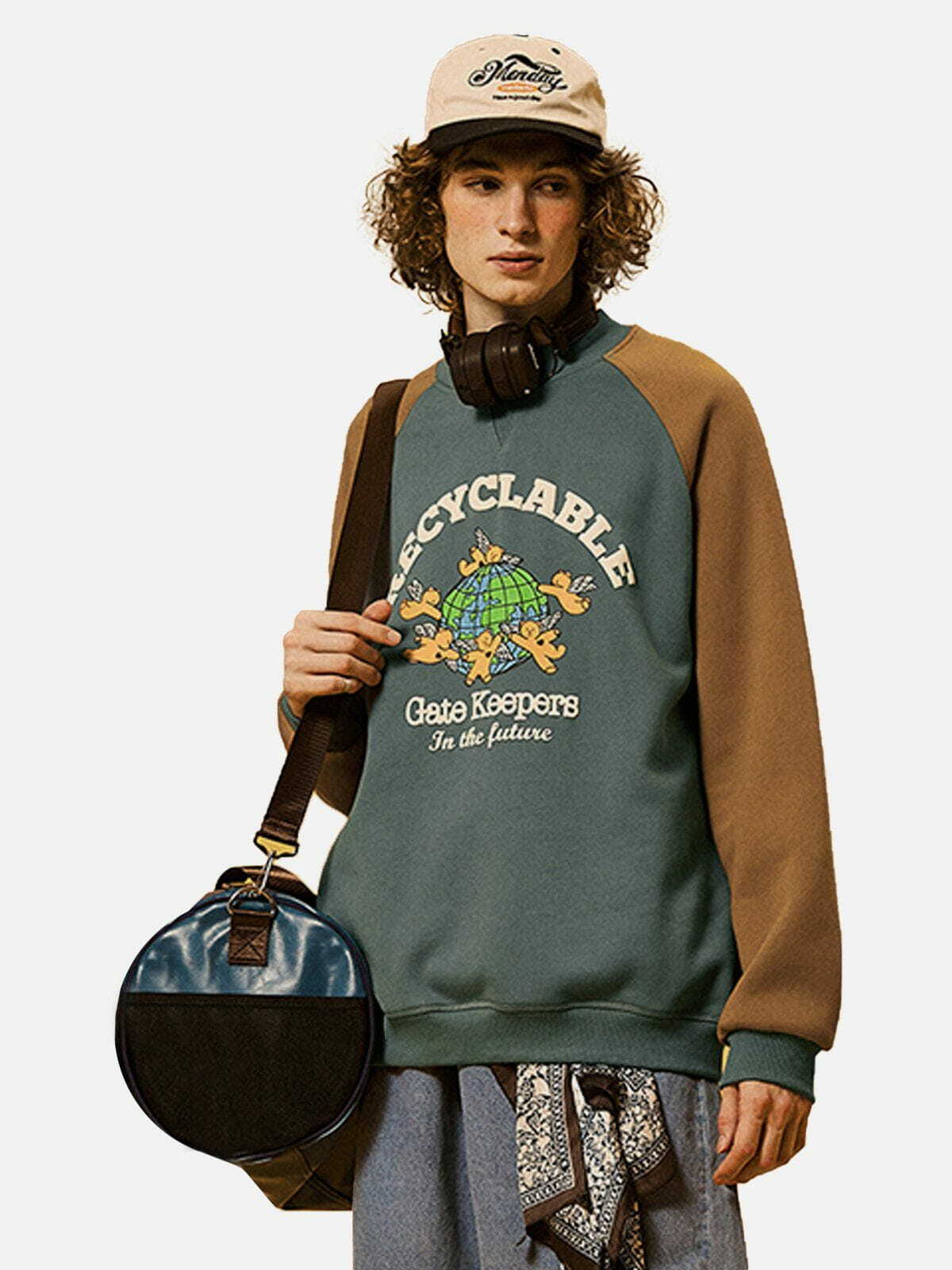 Y2K Grunge Earth Print Sweatshirt - Retro 90s Summer Outfit for Y2K Vibes