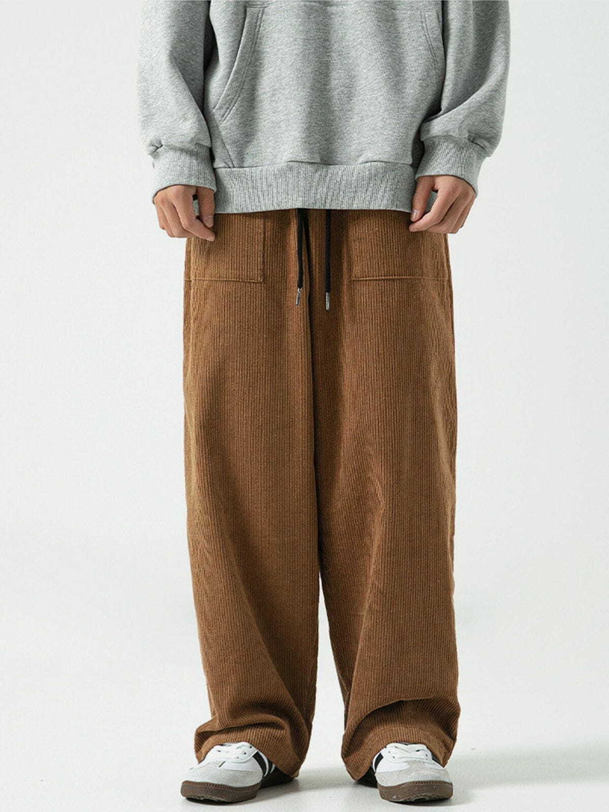 Y2K Grunge Embroidered Corduroy Pants - Retro 90s Summer Outfit for Y2K Vibes