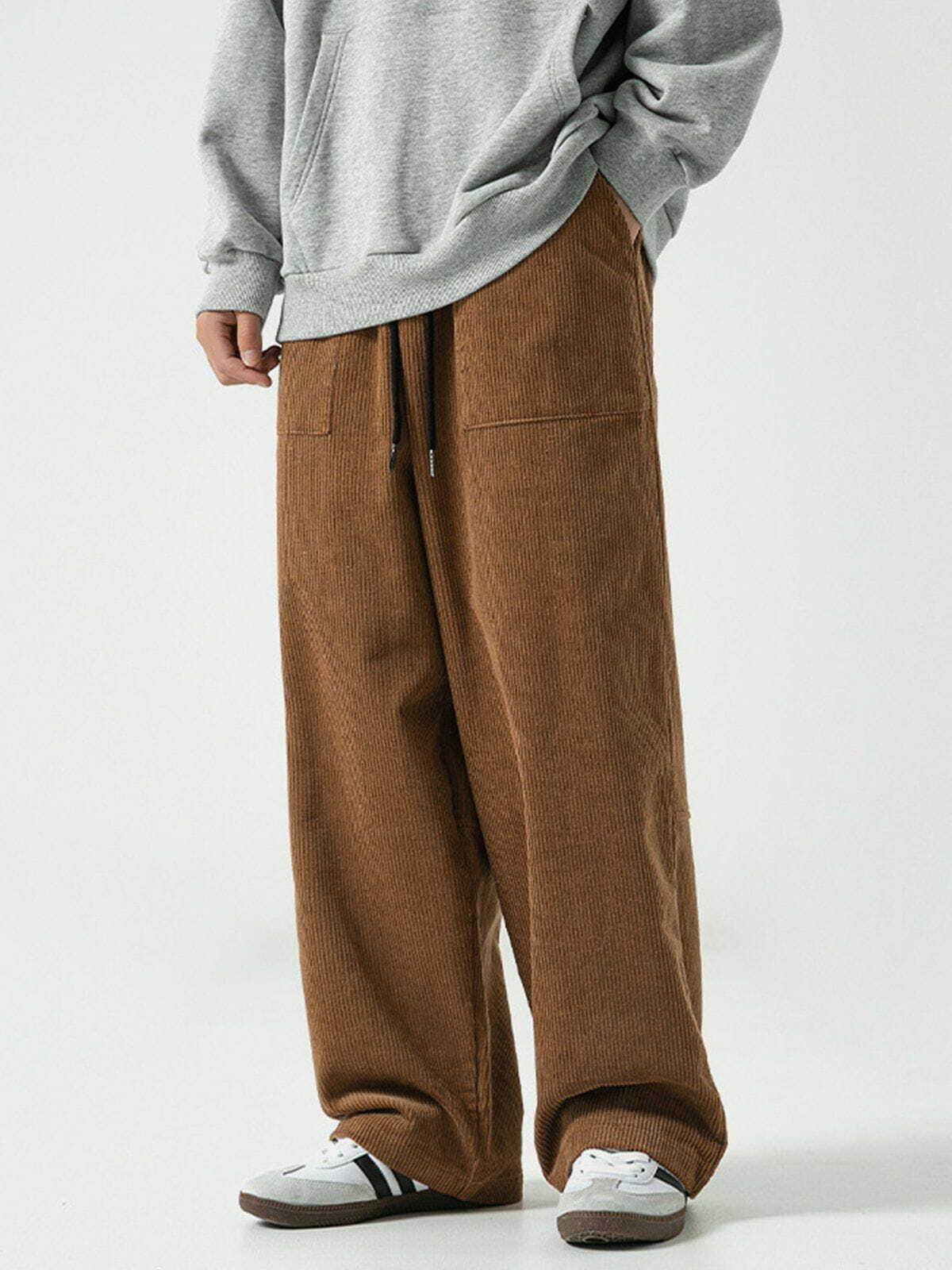 Y2K Grunge Embroidered Corduroy Pants - Retro 90s Summer Outfit for Y2K Vibes