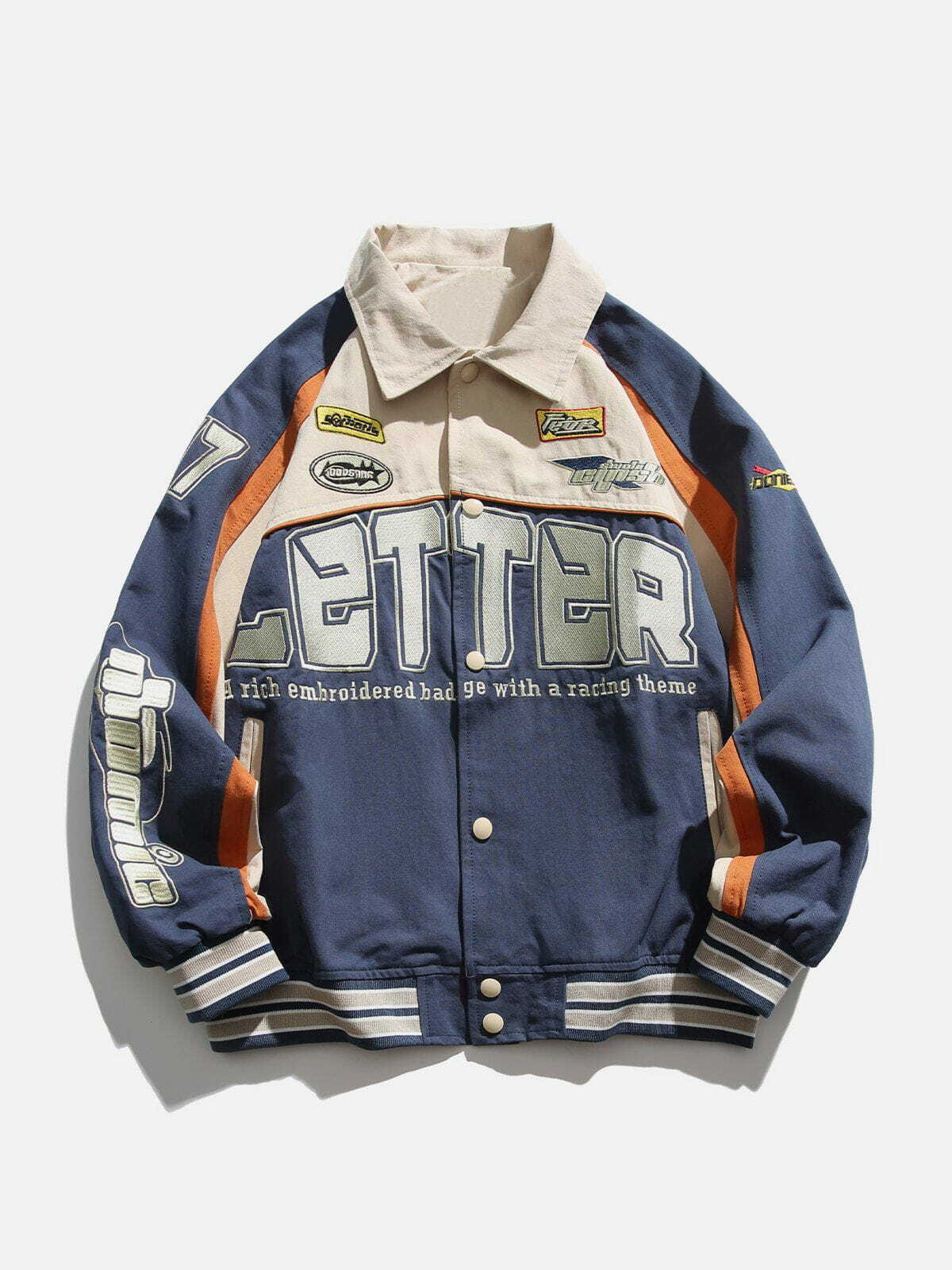 Y2K Grunge Embroidered Letter Motorcycle Jacket - Retro 90s Fashion Statement Piece