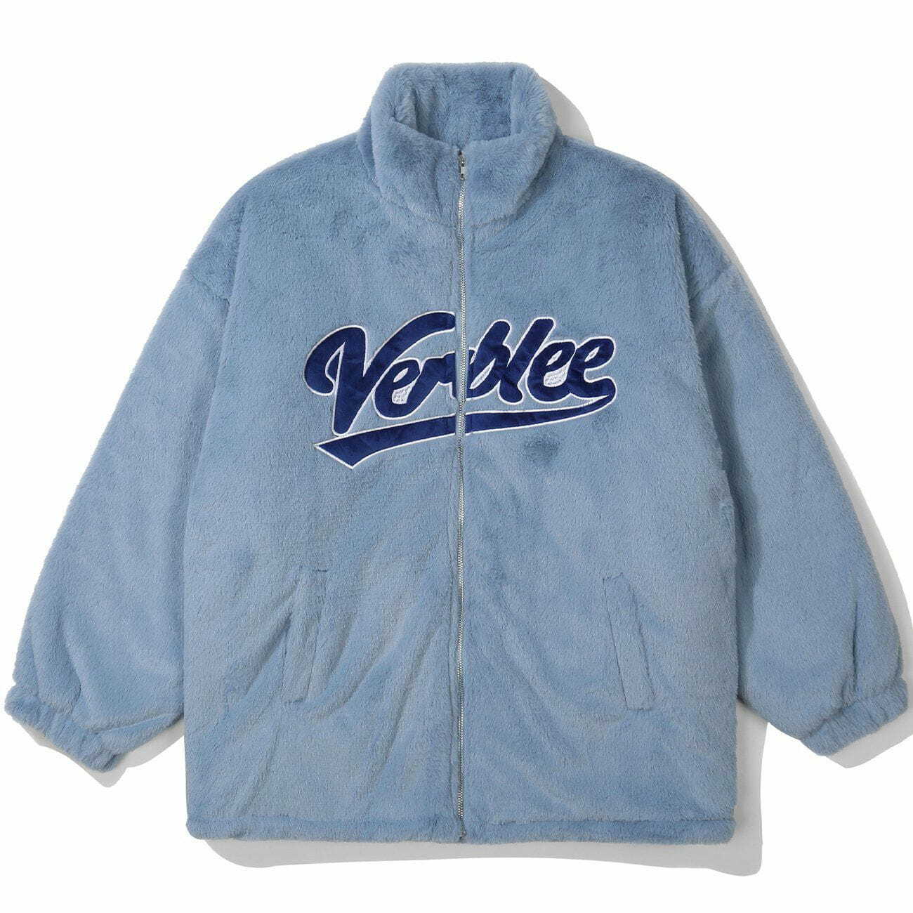 Y2K Grunge Embroidered Letters Winter Coat - Retro 90s Fashion for Y2K Outfits