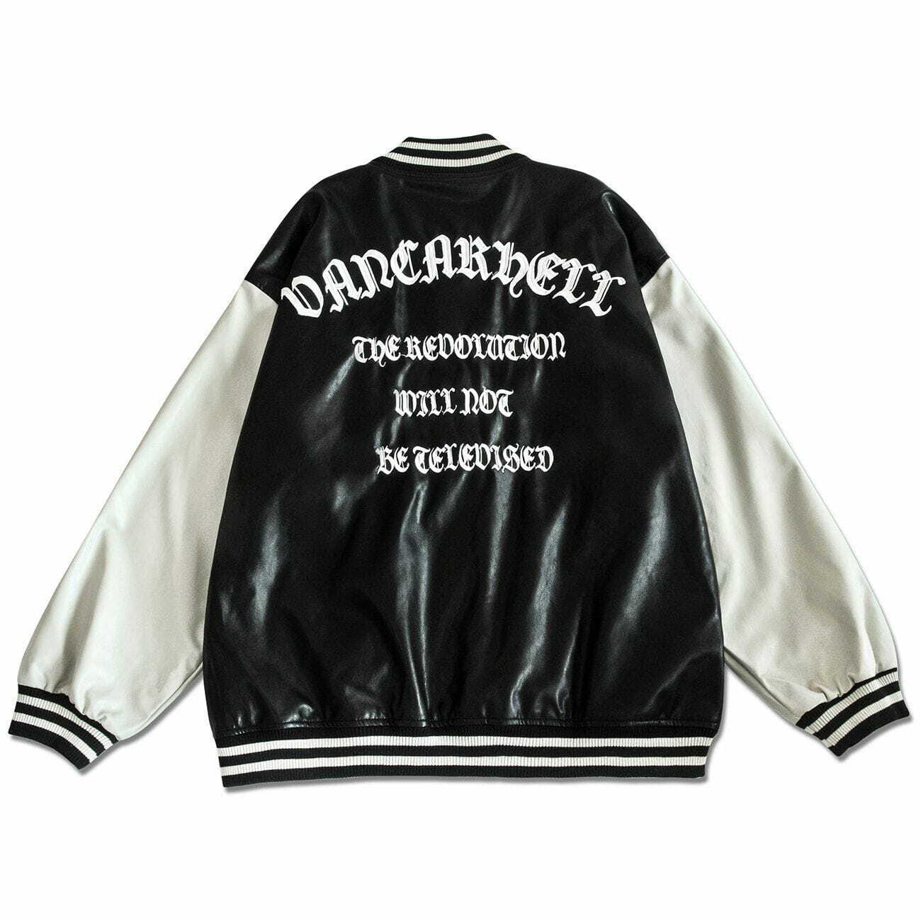 Y2K Grunge Embroidered PU Leather Winter Coat - Retro 90s Fashion Statement Piece