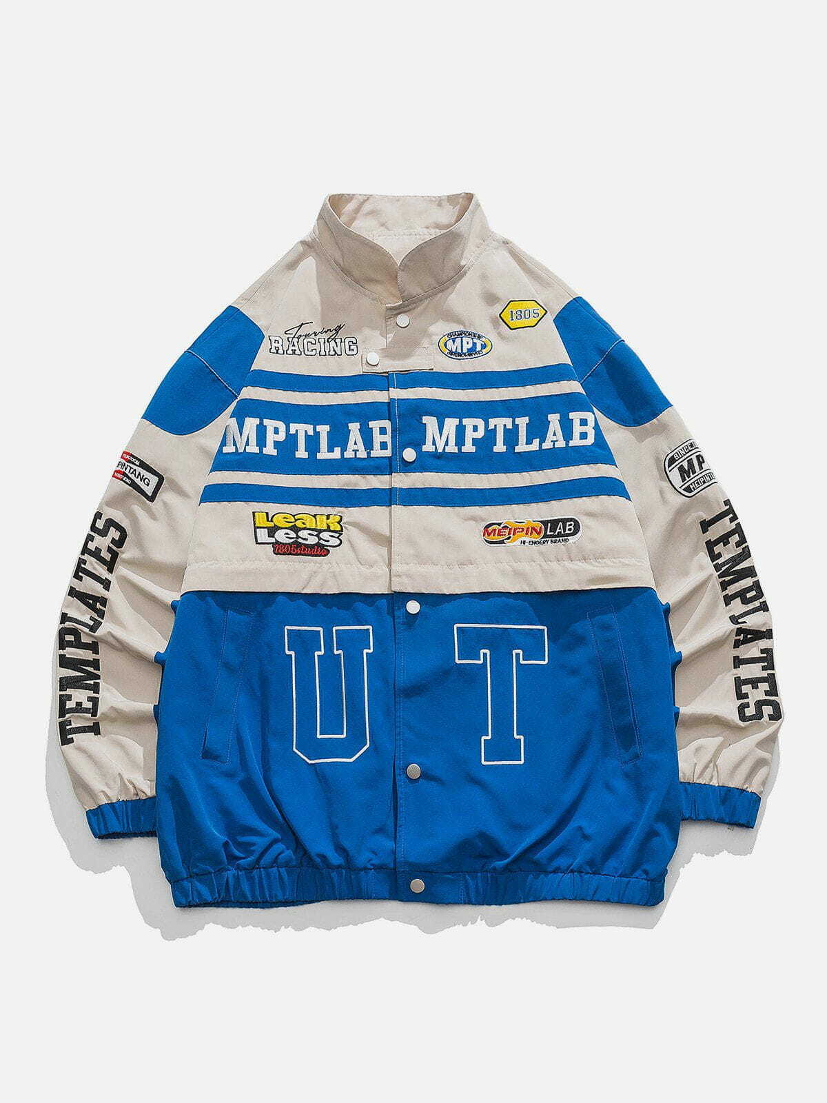 Y2K Grunge Embroidered Racing Jacket - Retro 90s Summer Outfit for Y2K Vibes