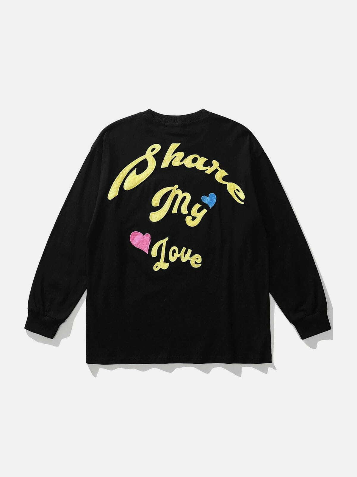 Y2K Grunge Embroidery Heart Long Sleeve Top - Retro 90s Summer Outfit for Women