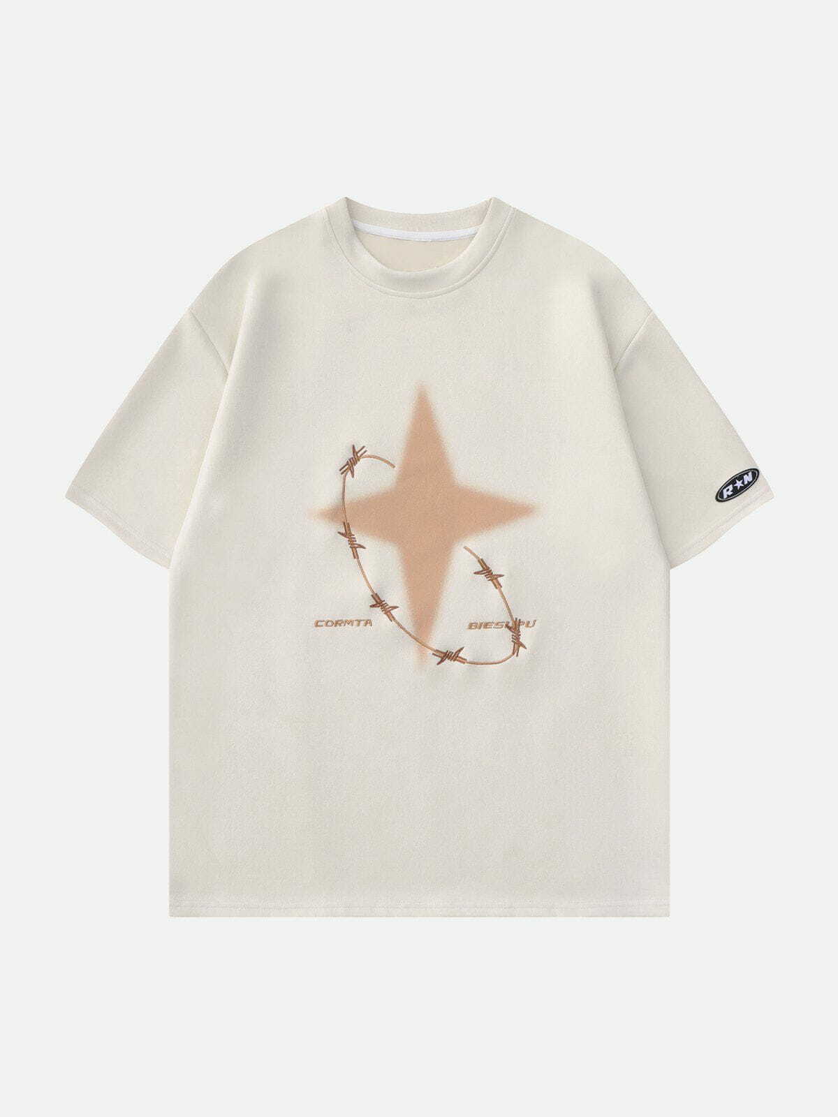 Y2K Grunge Embroidery Thorns Star Graphic Tee - Retro 90s Summer Outfit Essential