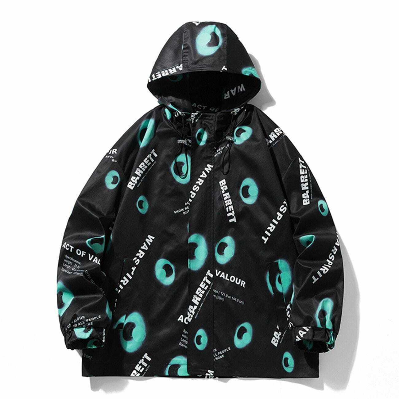 Y2K Grunge Eyeball Jacket - Retro 90s Summer Outfit, Y2K Party & Club Style Outerwear