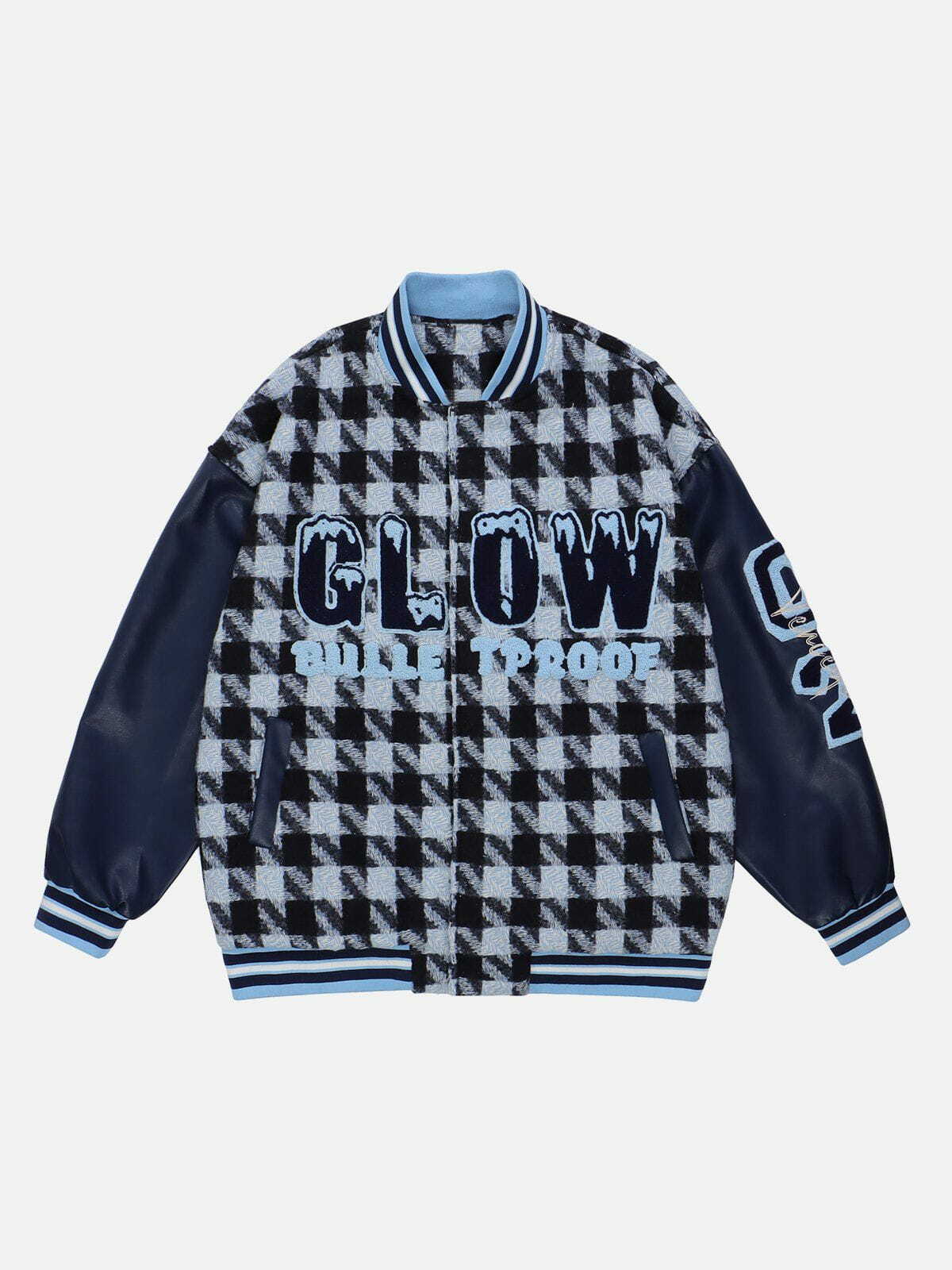 Y2K Grunge Flocked Letters Varsity Jacket - Retro 90s Summer Outfit for Y2K Vibes