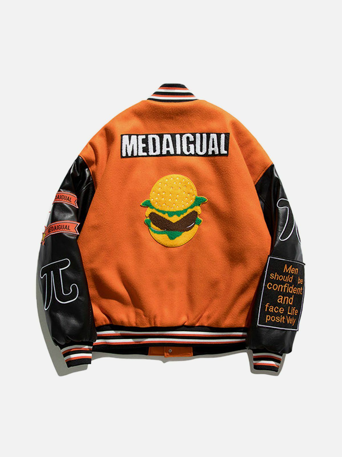 Y2K Grunge Flocking Hamburger Varsity Jacket - Retro 90s Summer Outfit Essential