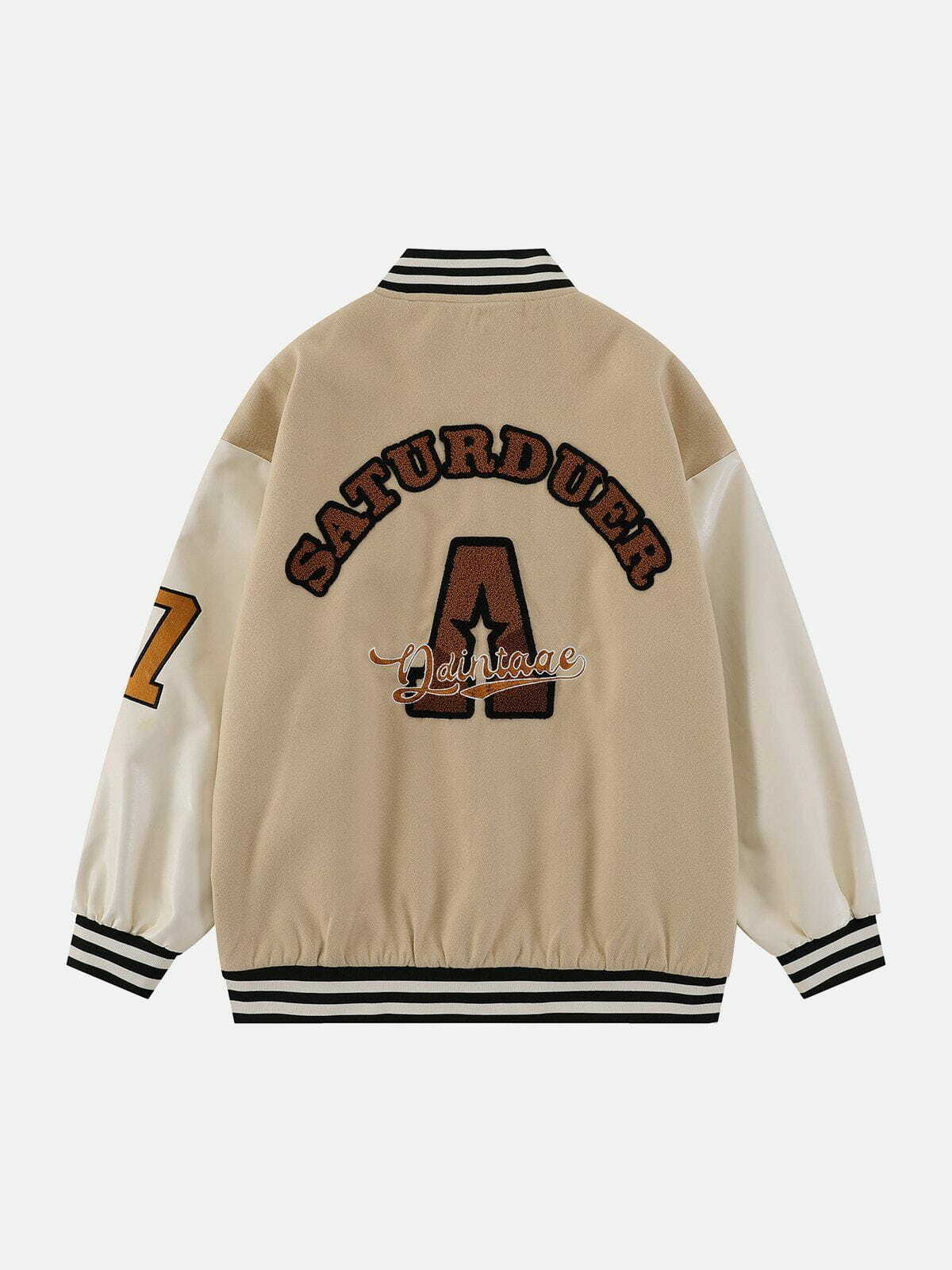 Y2K Grunge Flocking Letters Varsity Jacket - Retro 90s Summer Outfit for Trendy Women